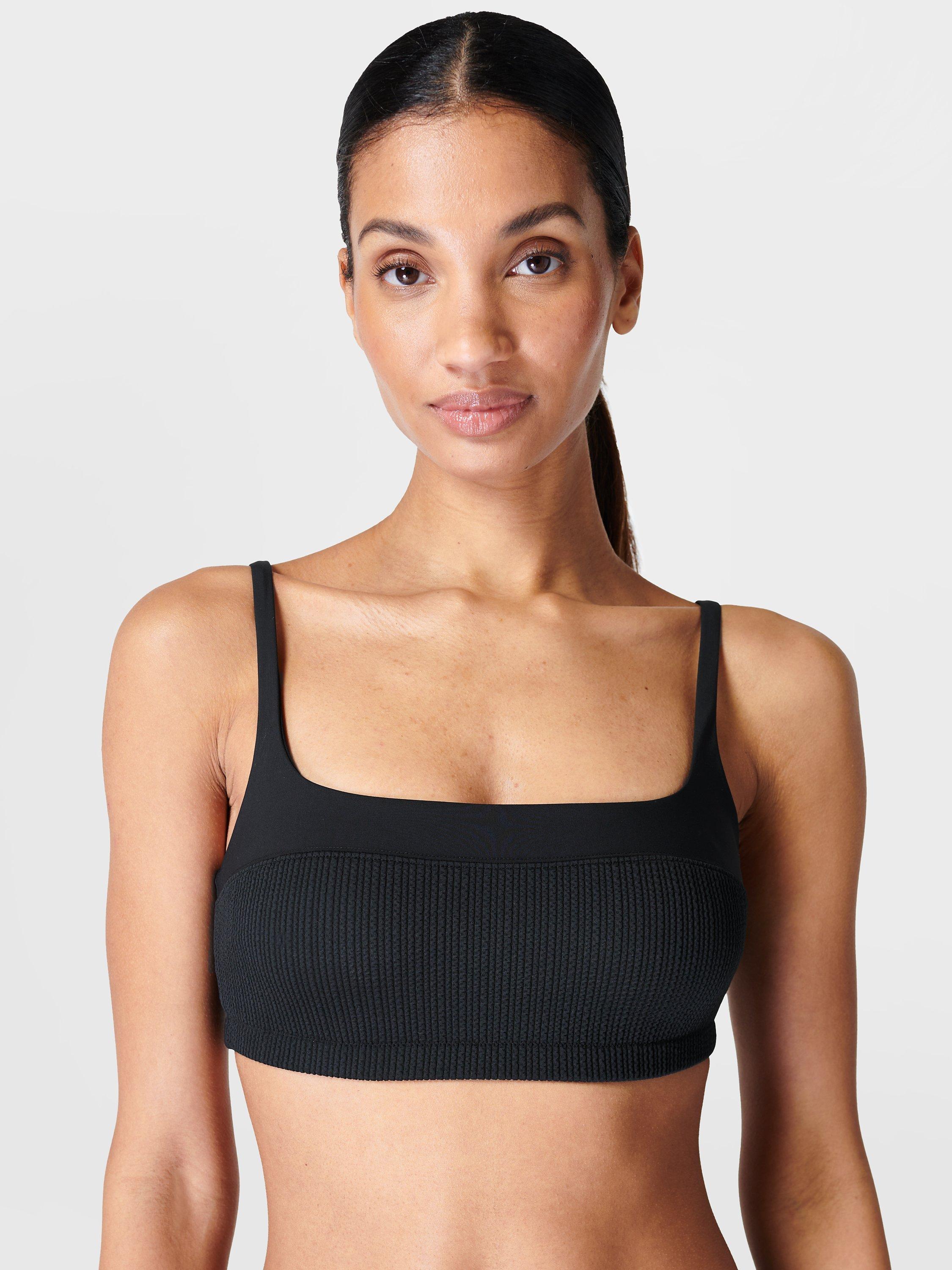 Sweaty Betty Capri Crinkled Square Neck Bikini Top, Black