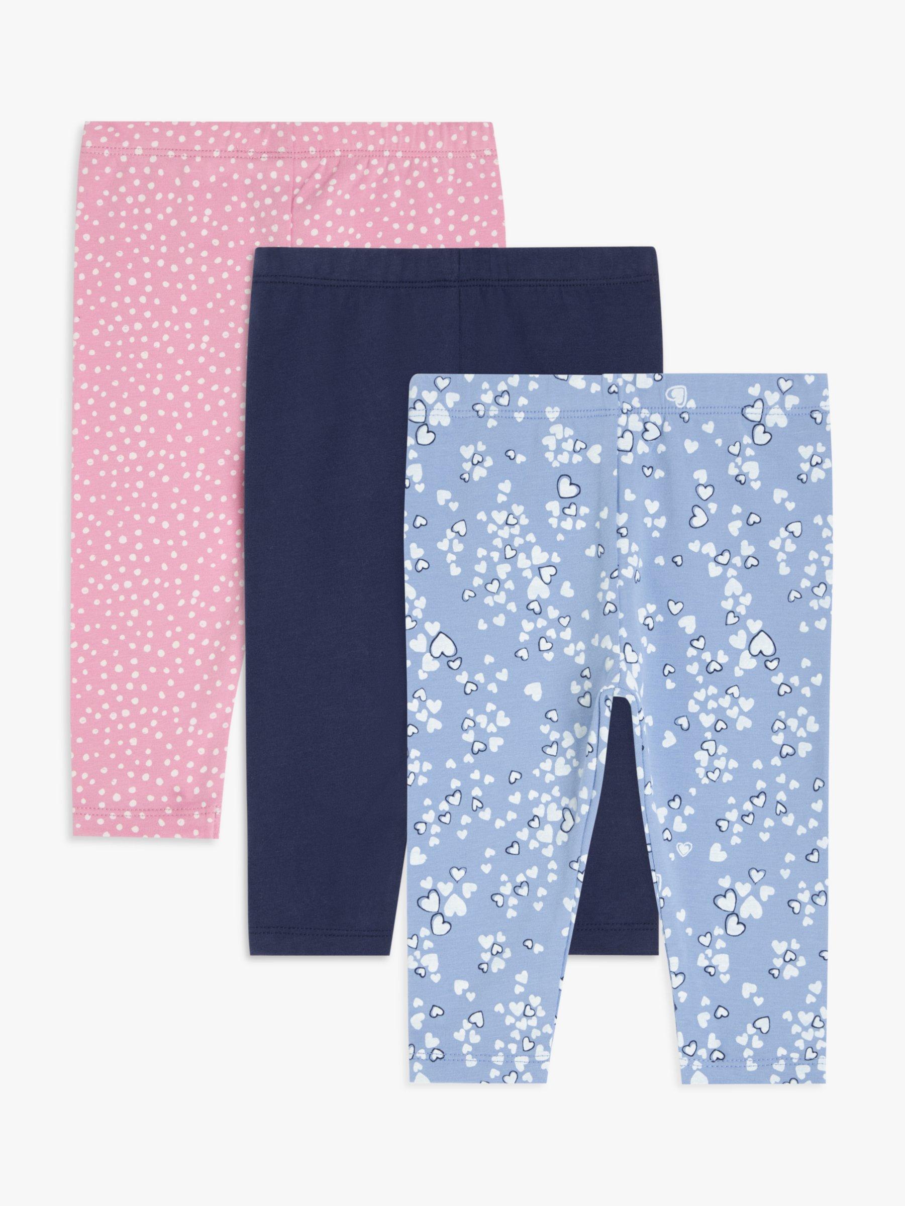 John Lewis Baby Ditsy Heart Leggings, Pack of 3, Multi