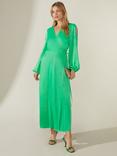 Ro&Zo Satin Cold Shoulder Wrap Dress, Green