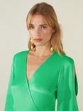 Ro&Zo Satin Cold Shoulder Wrap Dress, Green