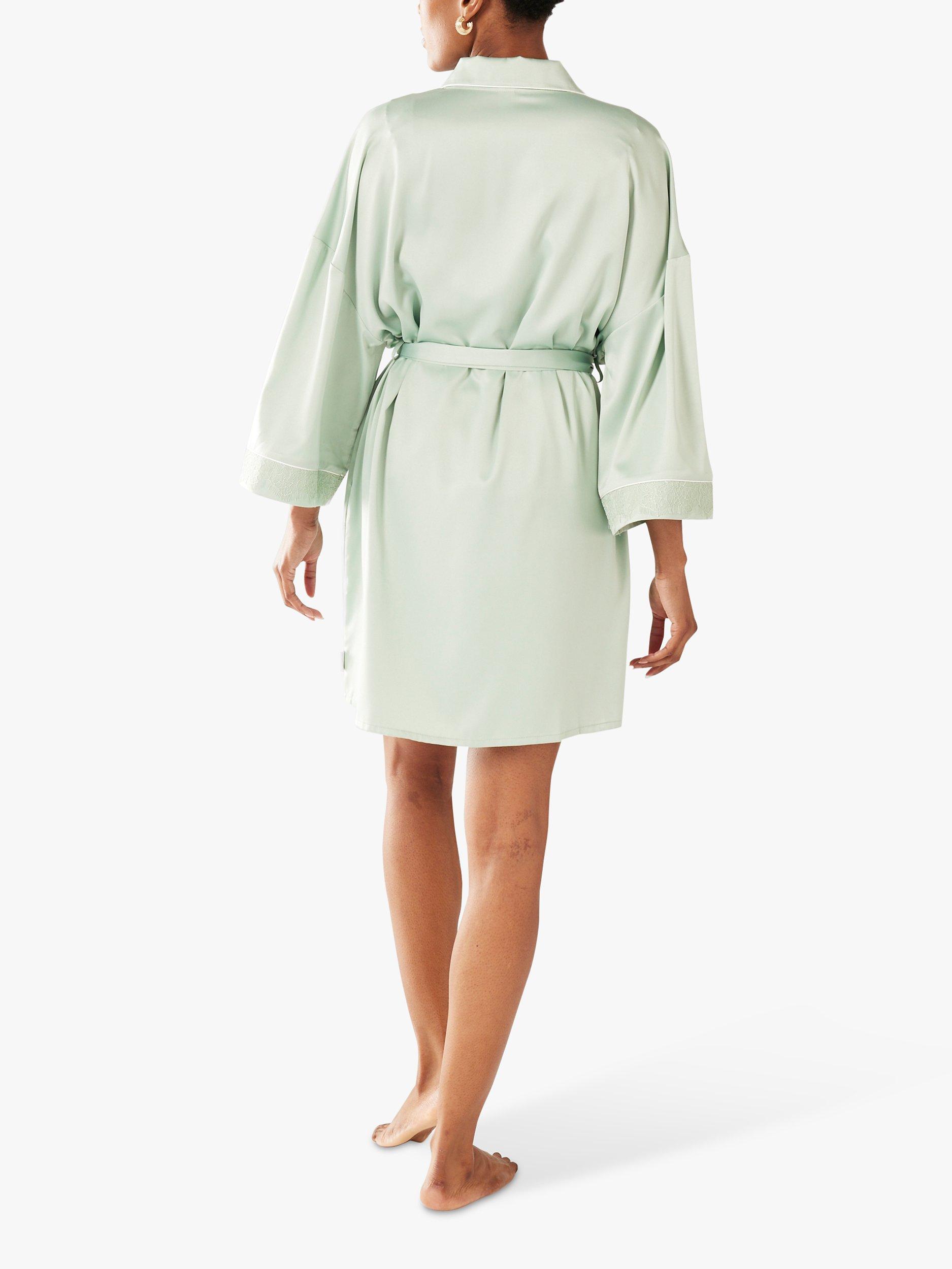Product image 4 of 6, which shows Chelsea Peers Satin Dressing Gown, Green, 6