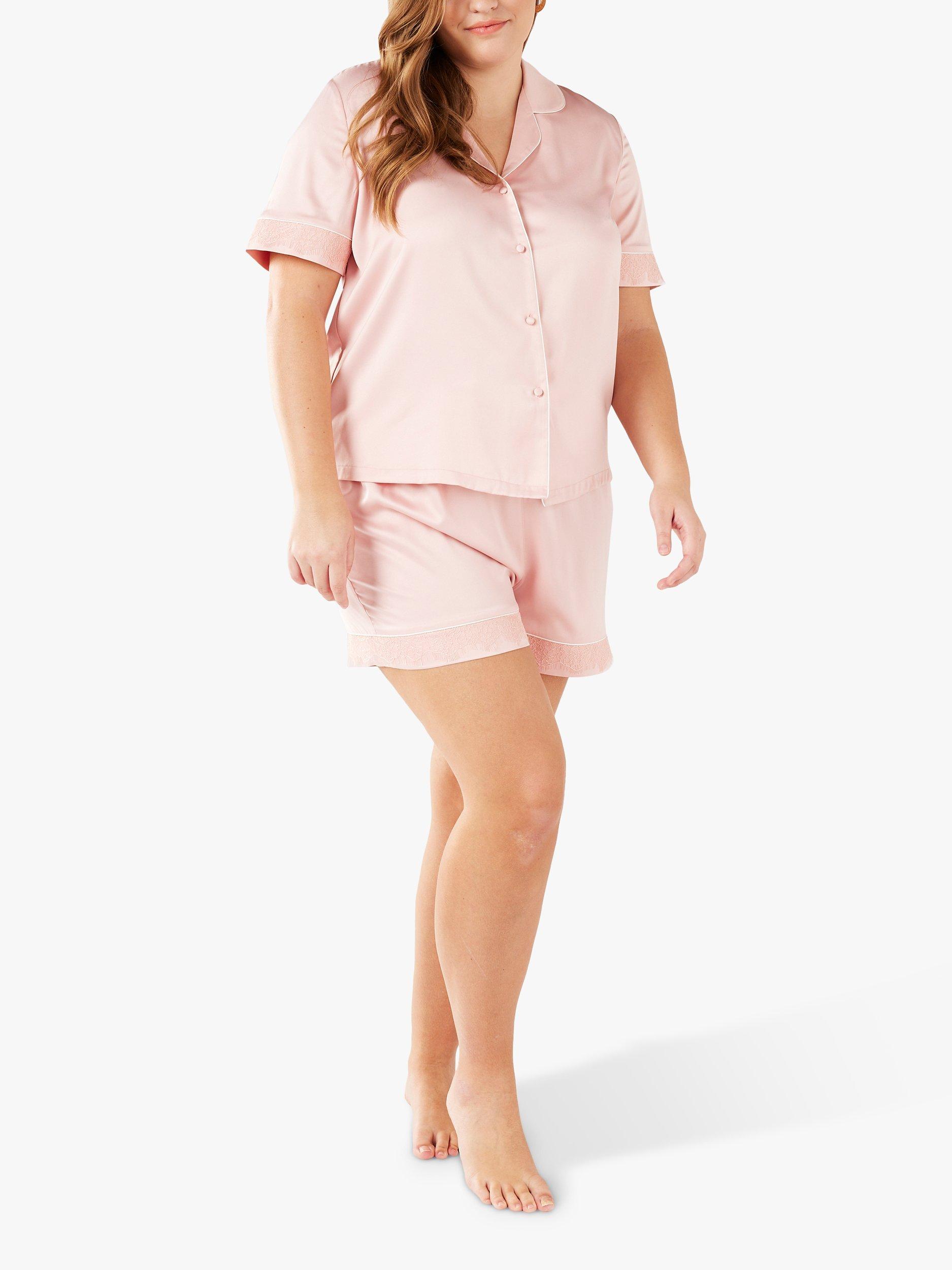 Chelsea Peers Curve Satin Classic Pyjama Shorts Set, Pink