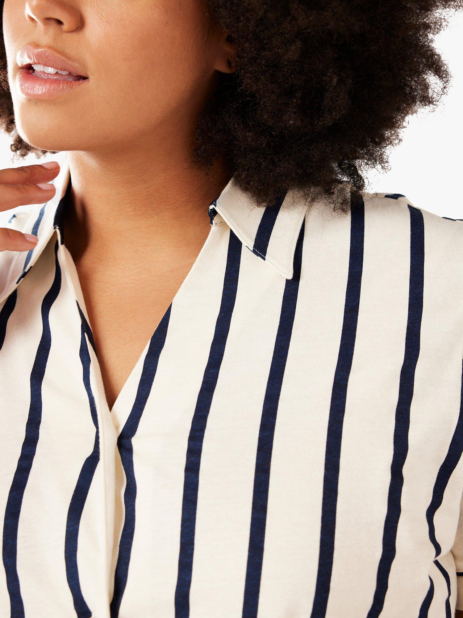 Product image 5 of 6, which shows Chelsea Peers Curve Organic Cotton Stripe Short Pyjama Set, Navy, 20