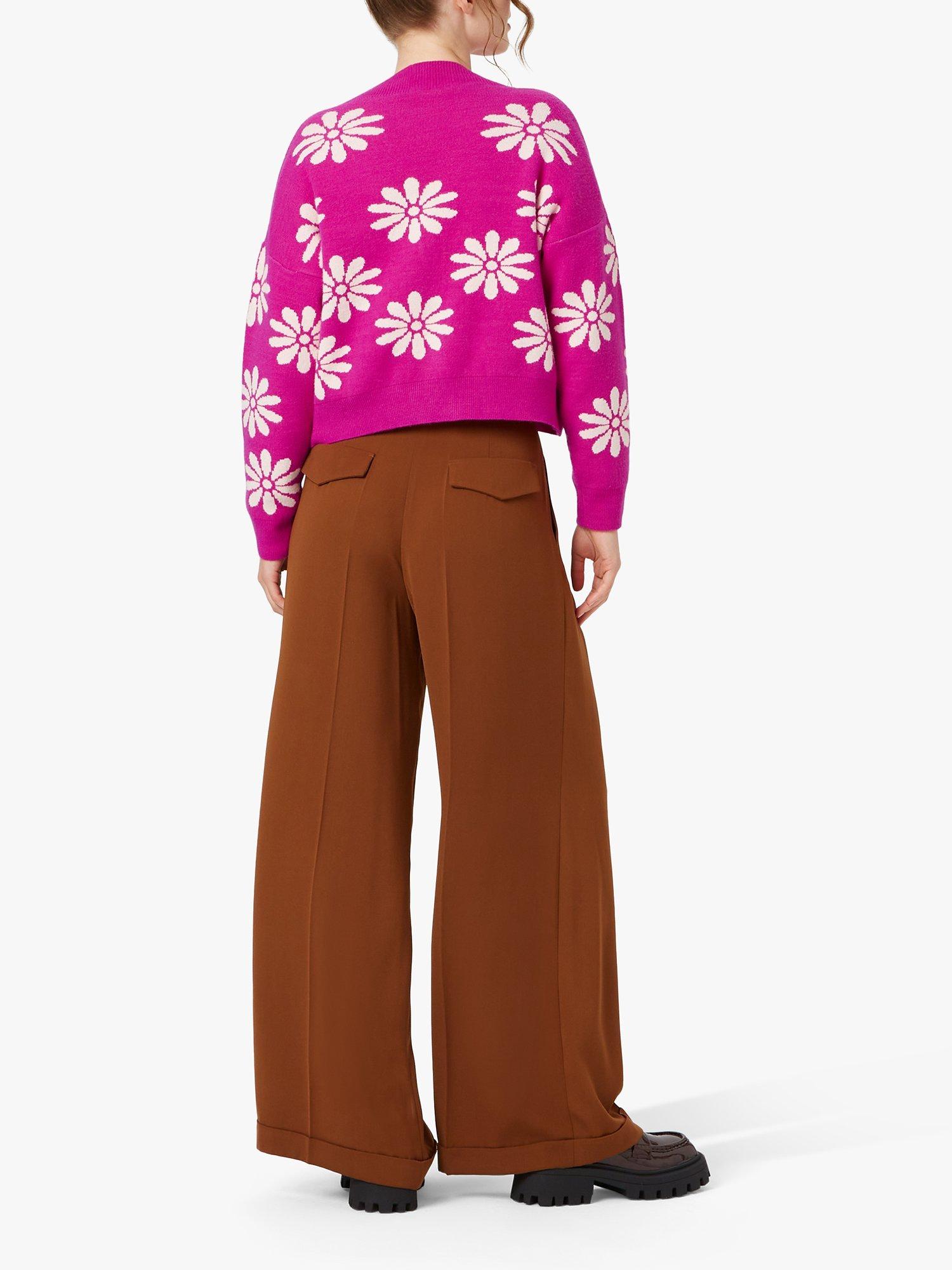 Product image 2 of 4, which shows James Lakeland Flower Detail Buttoned Cardigan, Fuchsia/White, 16