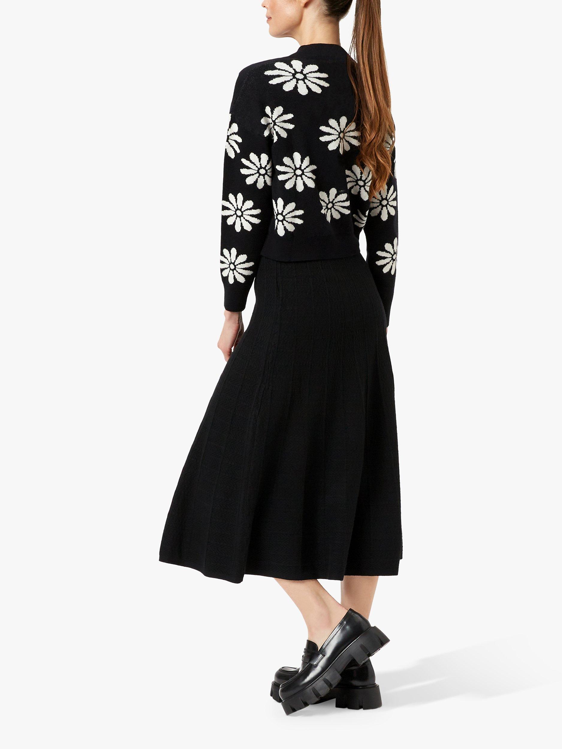 Product image 2 of 4, which shows James Lakeland Flower Detail Buttoned Cardigan, Black/White, 16