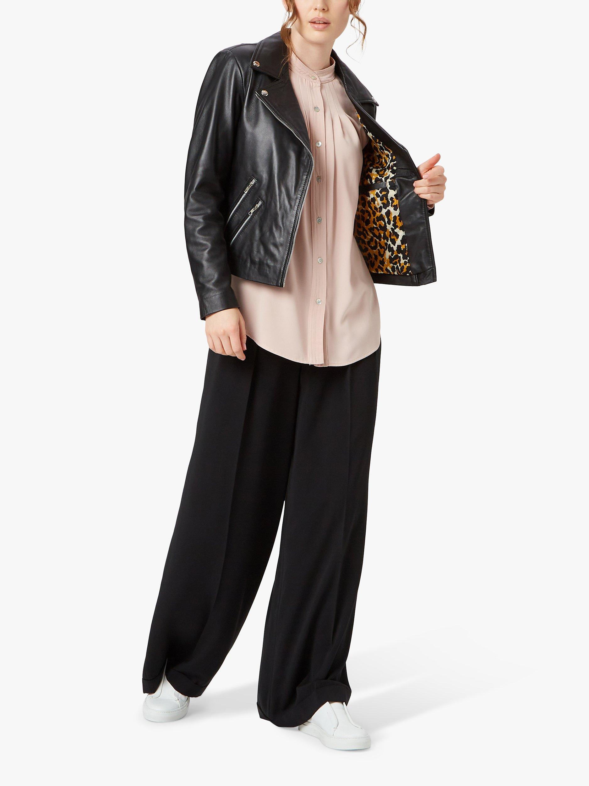 Product image 1 of 3, which shows James Lakeland Biker Leather Jacket, Black, 8