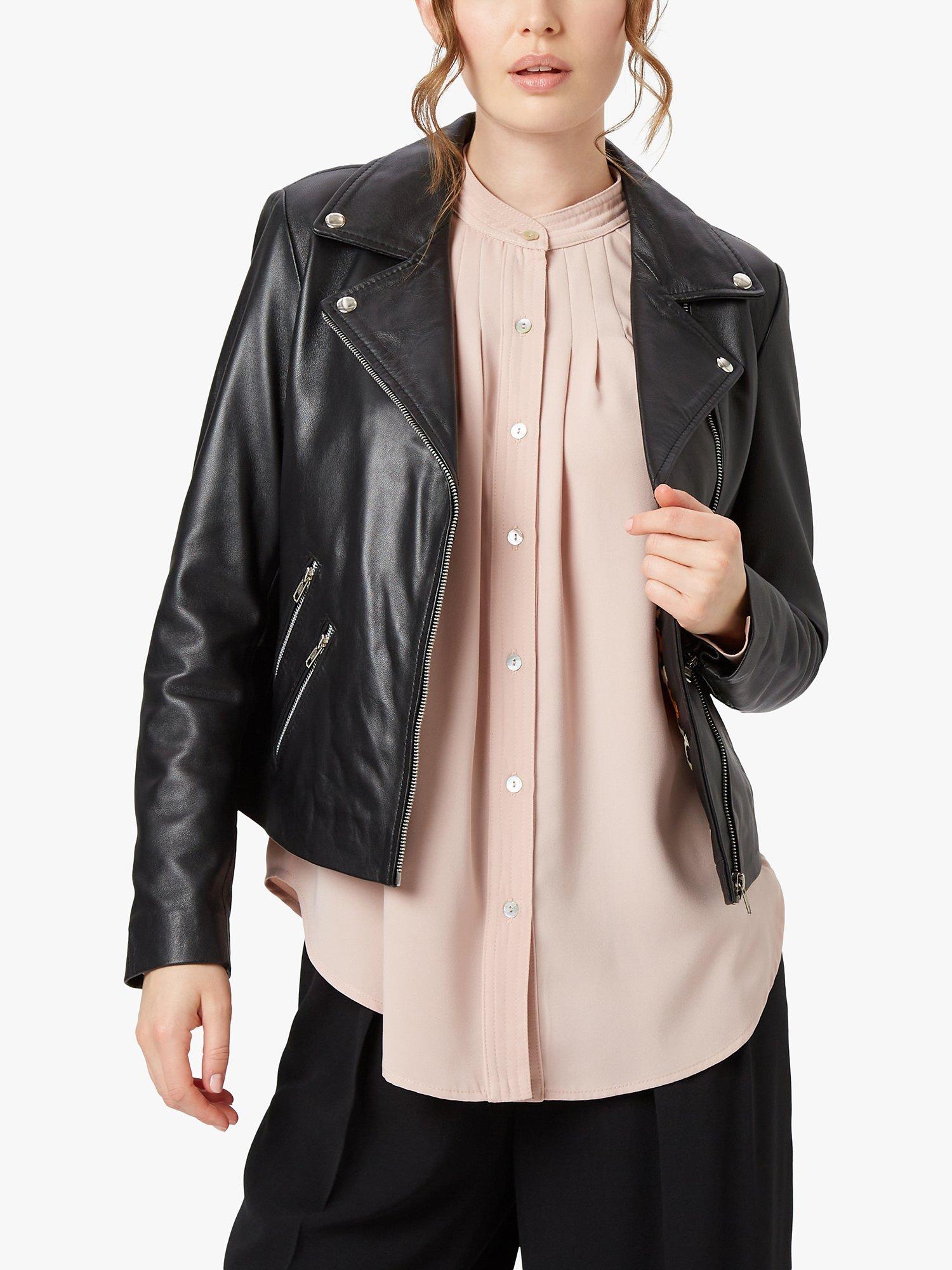 Product image 2 of 3, which shows James Lakeland Biker Leather Jacket, Black, 8