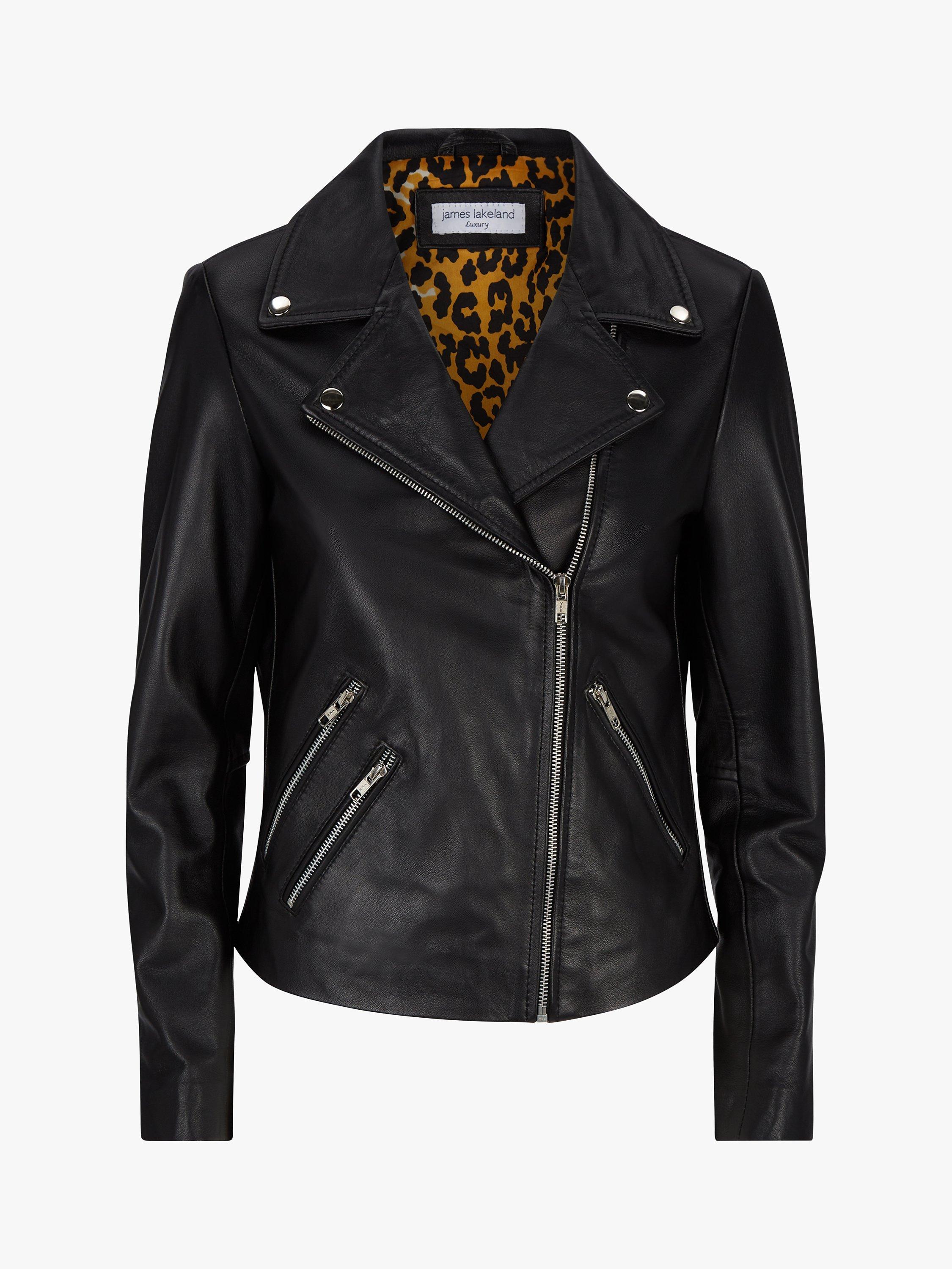 Product image 3 of 3, which shows James Lakeland Biker Leather Jacket, Black, 8