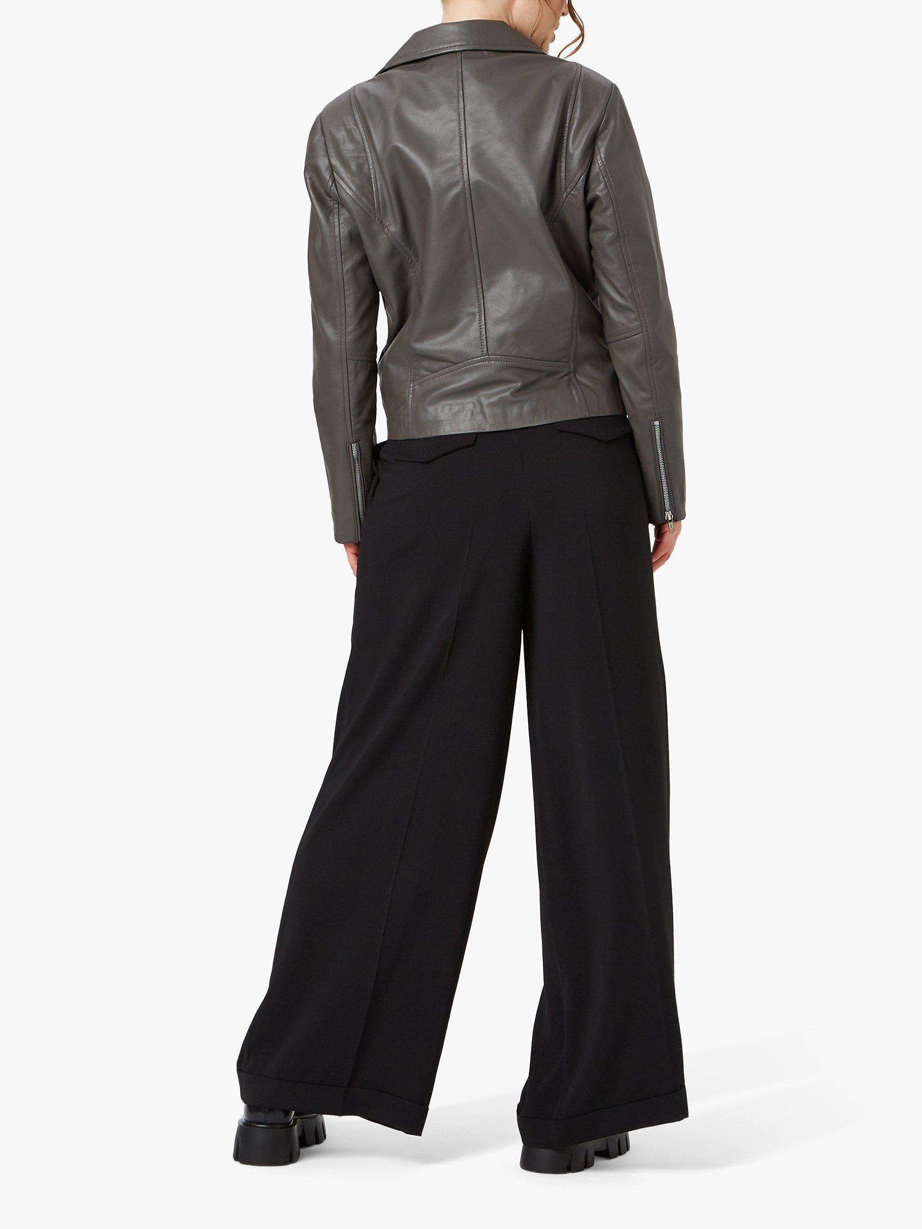 Product image 2 of 4, which shows James Lakeland Biker Leather Jacket, Charcoal, 8