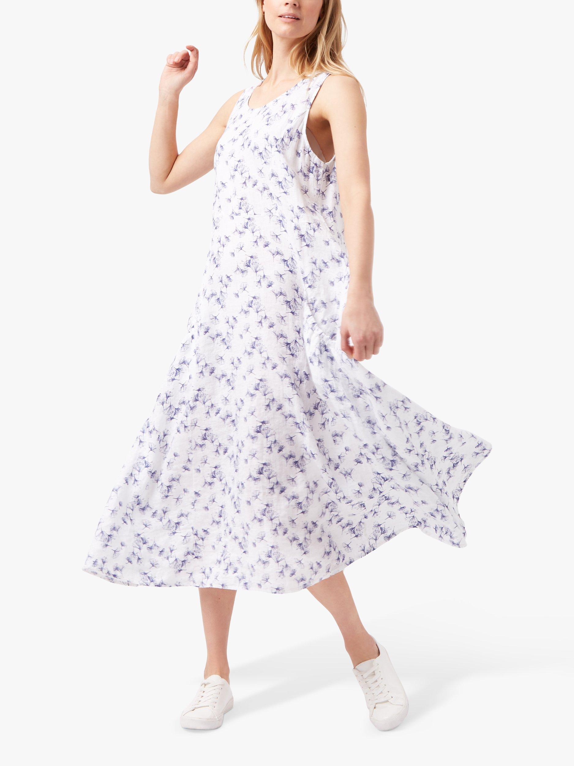 James Lakeland Dandelion Print Linen Maxi Dress, White