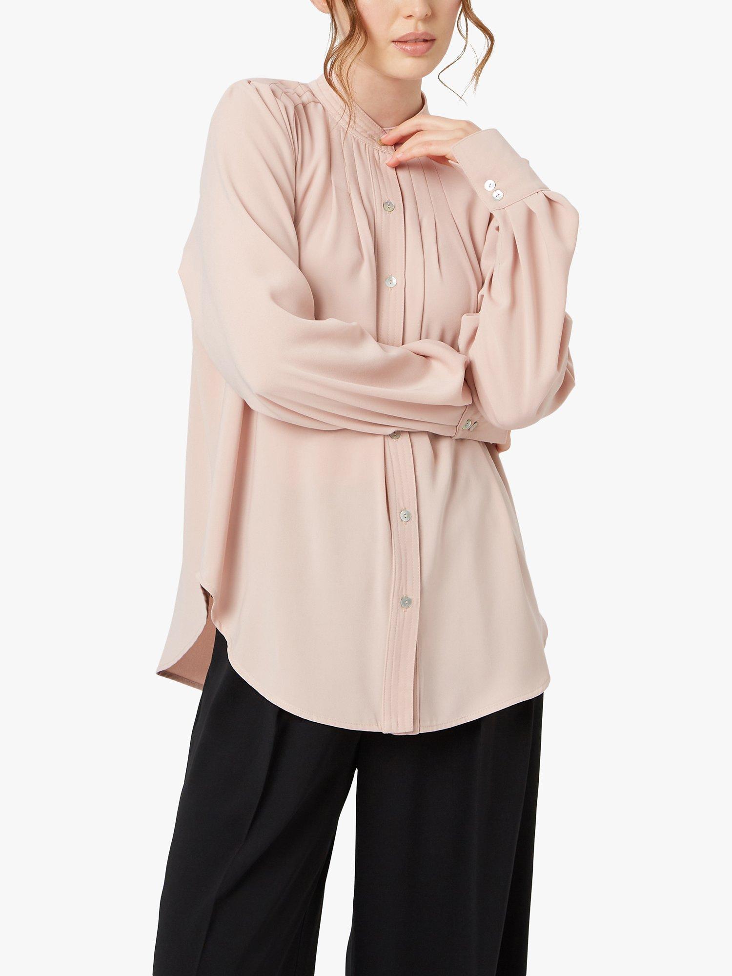 Product image 3 of 4, which shows James Lakeland Pintuck Detail Blouse, Nude, 8
