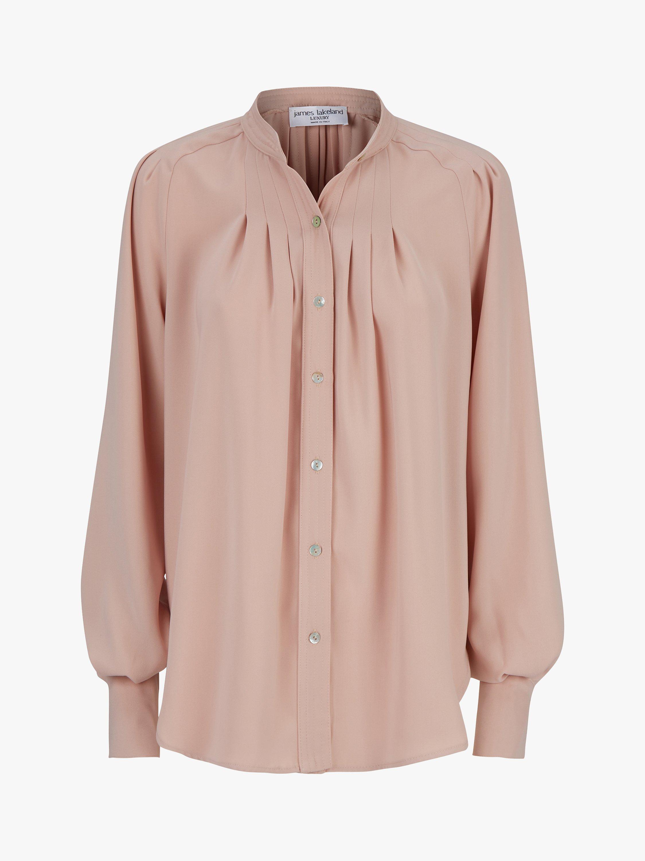 Product image 4 of 4, which shows James Lakeland Pintuck Detail Blouse, Nude, 8