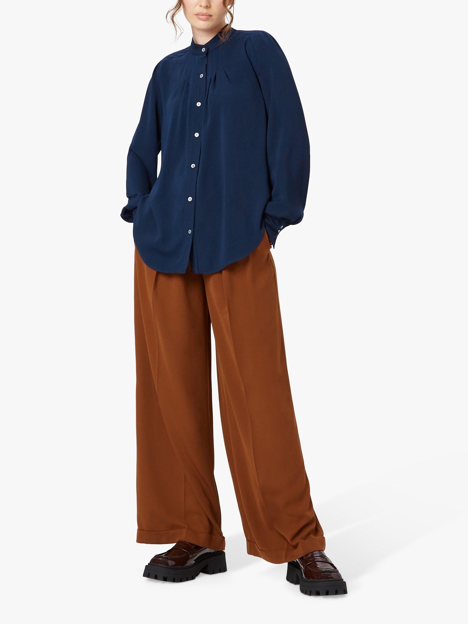 Product image 1 of 2, which shows James Lakeland Pintuck Detail Blouse, Navy, 8
