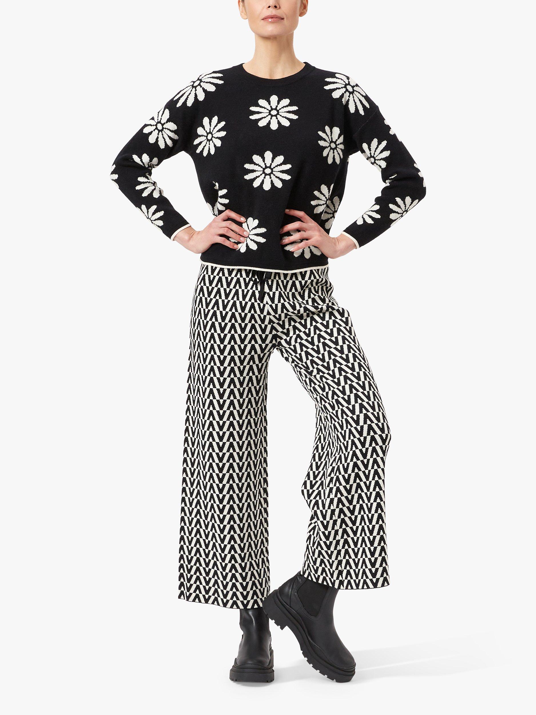Product image 1 of 4, which shows James Lakeland Flower Round Neck Jumper, Black/White, 8