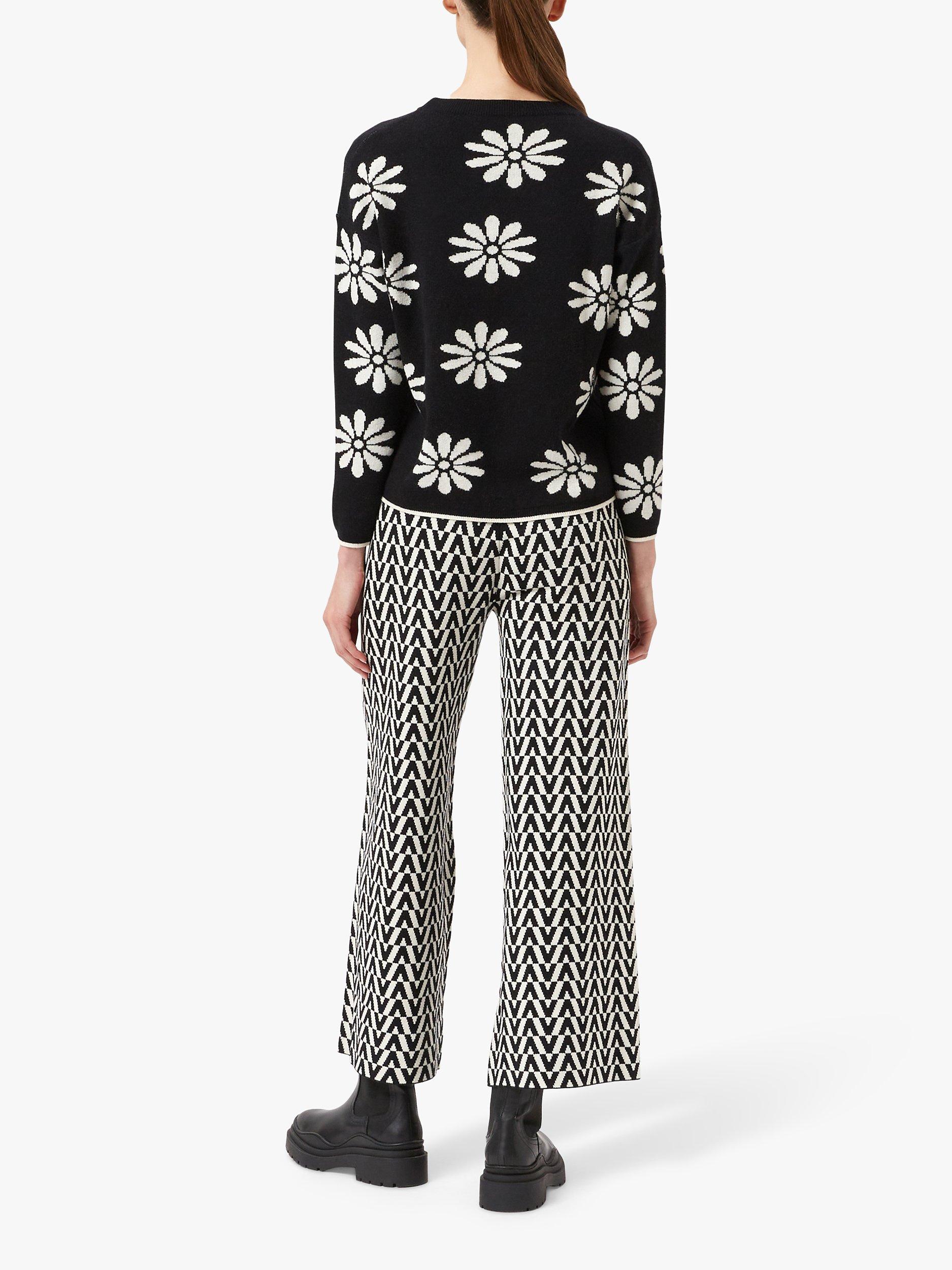 Product image 2 of 4, which shows James Lakeland Flower Round Neck Jumper, Black/White, 8