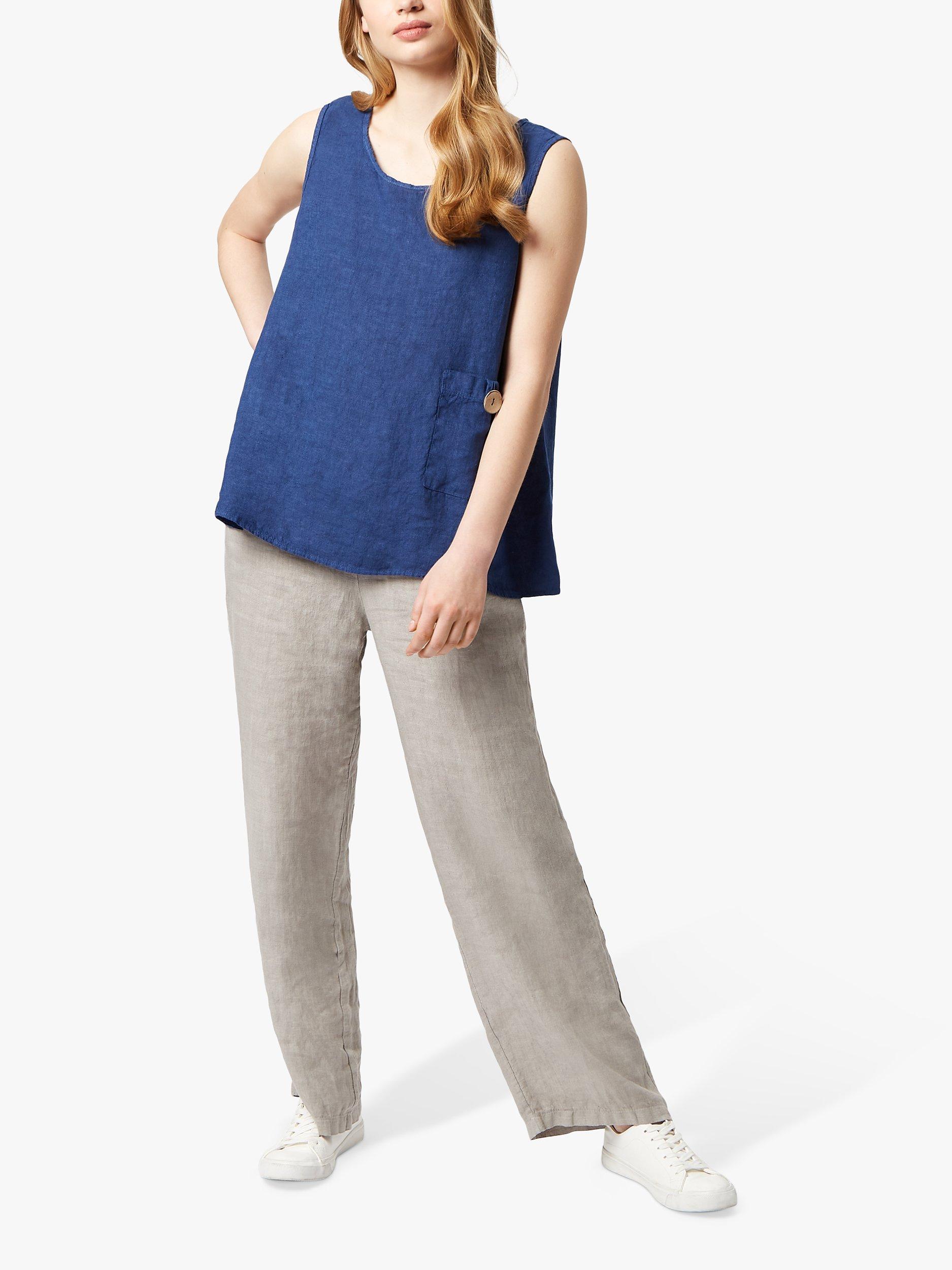 James Lakeland Linen Sleeveless Top, Navy