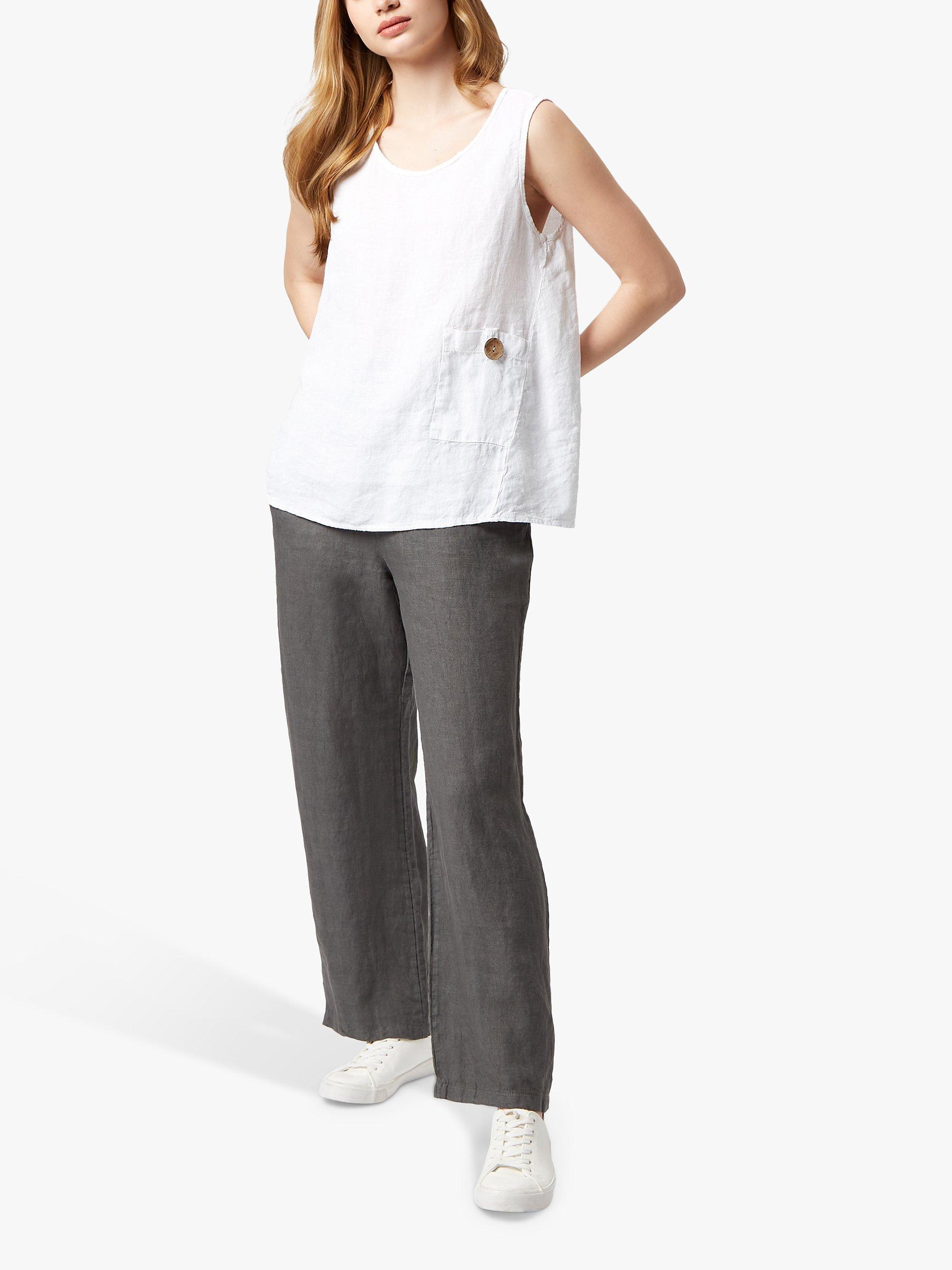 James Lakeland Linen Sleeveless Top, White
