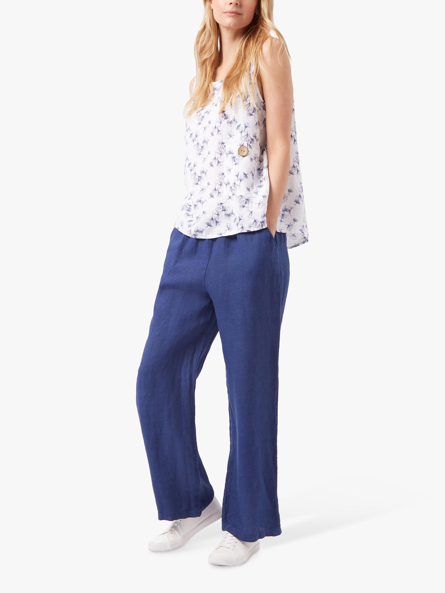 Product image 1 of 4, which shows James Lakeland Linen Dandelion Seed Print Sleeveless Top, White, 14