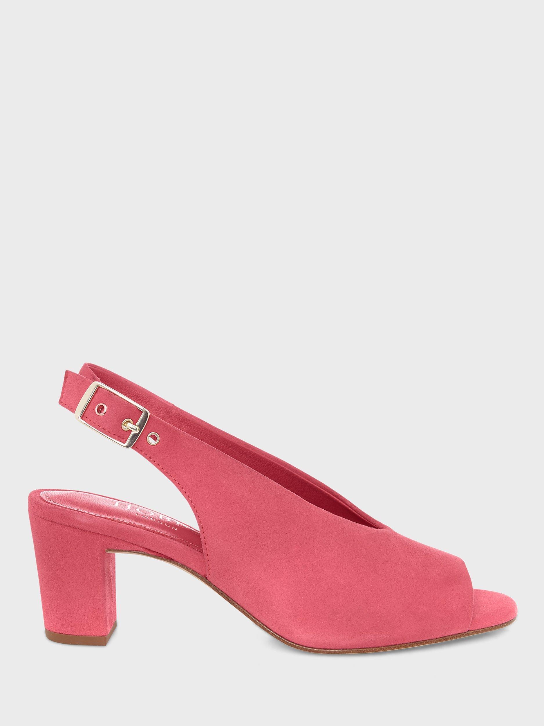 Product image 1 of 6, which shows Hobbs Kali Suede Heeled Mule Sandals, Bright Geranium, 3