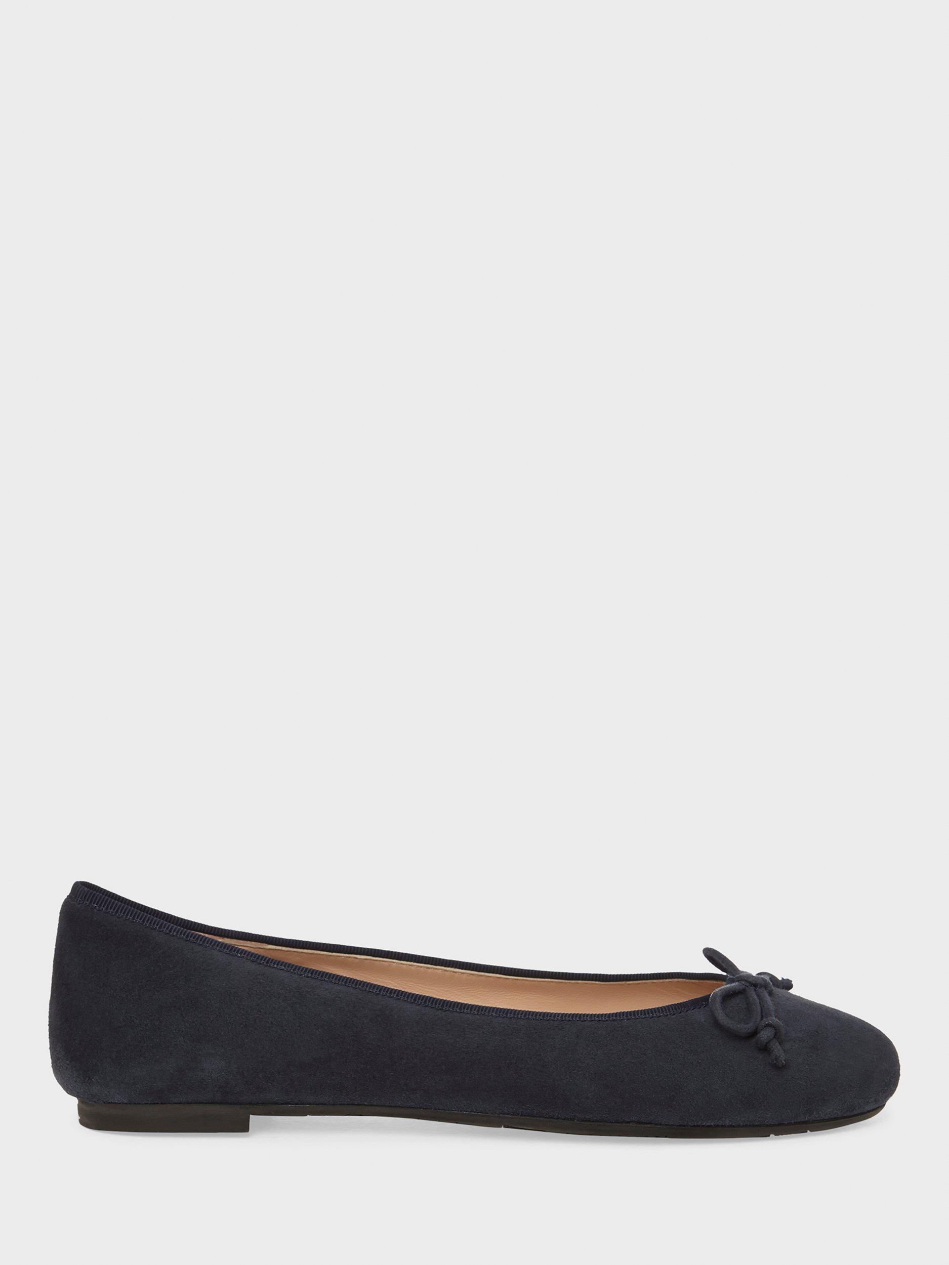 Hobbs Flo Suede Ballerina Pumps, Midnight