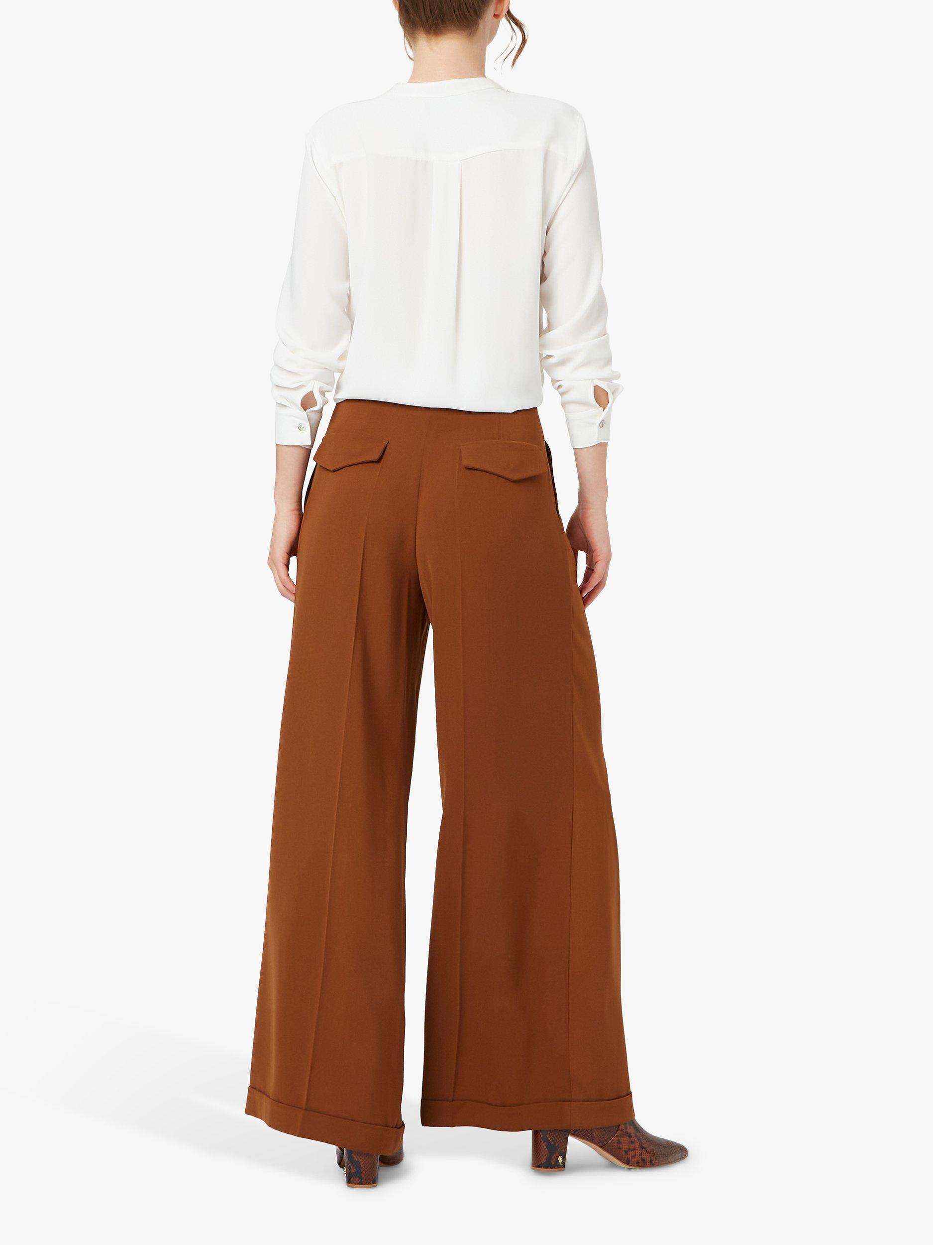 Product image 2 of 4, which shows James Lakeland Pintuck Detail Flared Trousers, Camel, 8