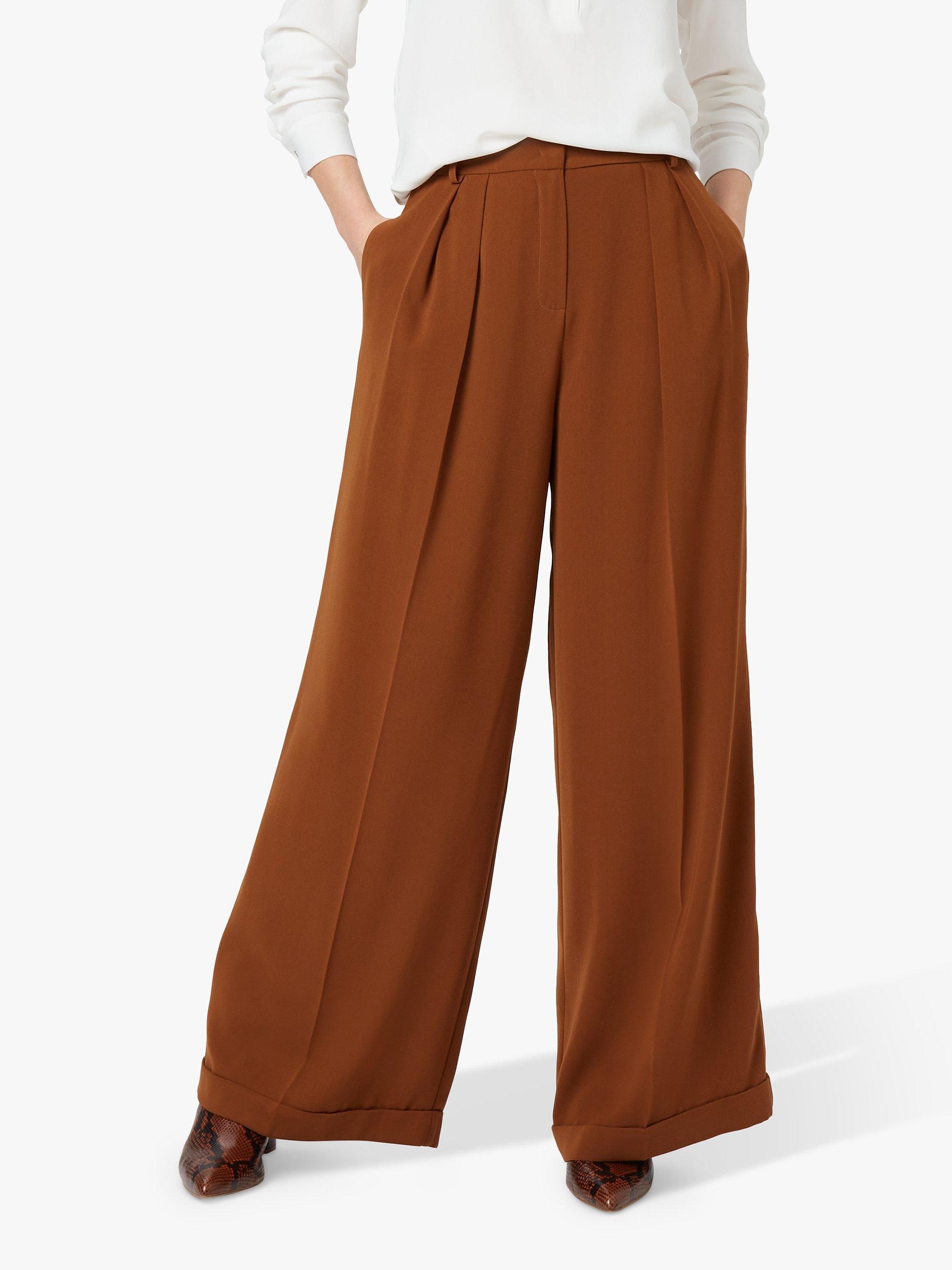 Product image 3 of 4, which shows James Lakeland Pintuck Detail Flared Trousers, Camel, 8