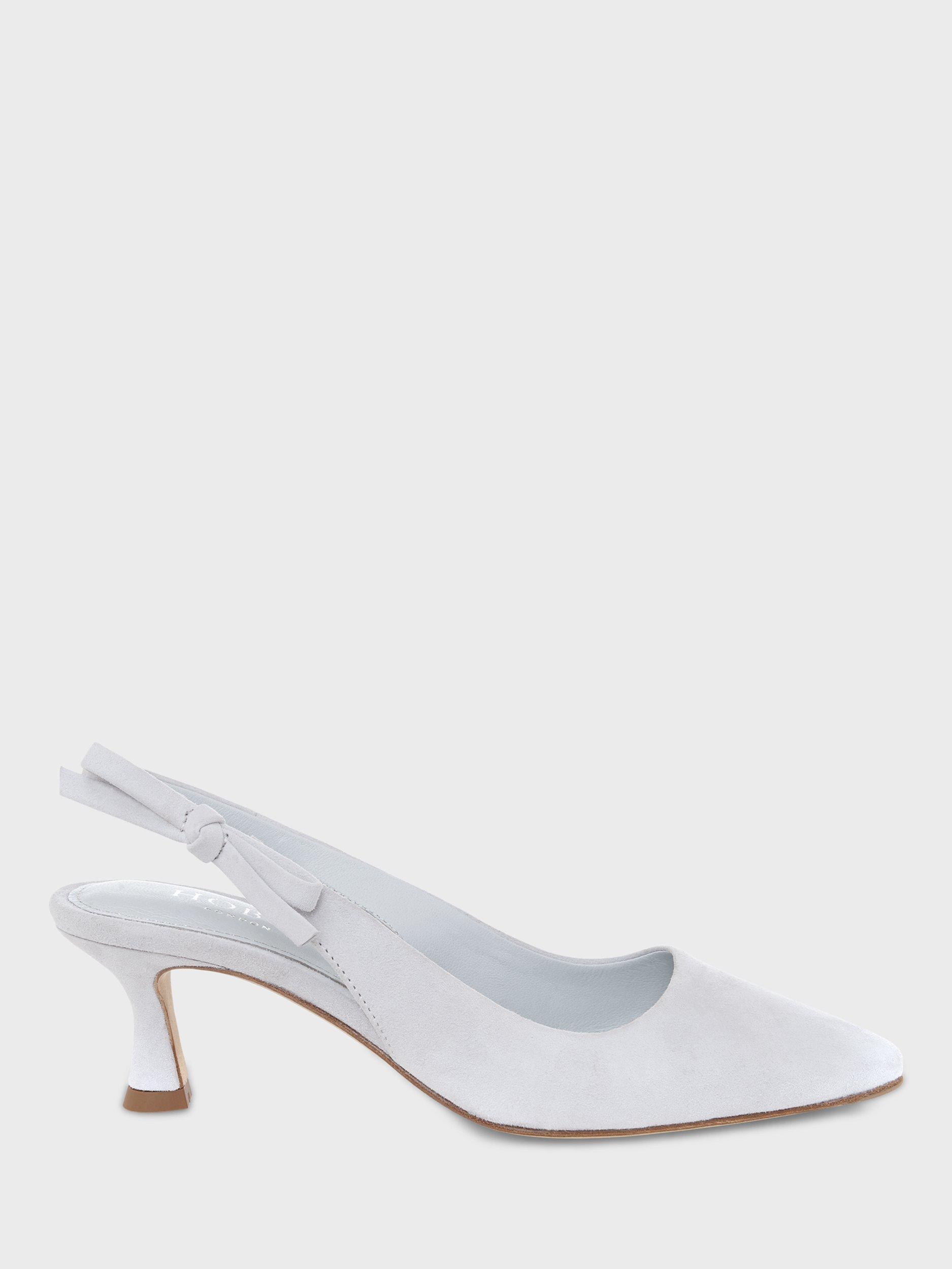 Product image 1 of 6, which shows Hobbs Julia Suede Slingback Court Shoes, Ice Blue, 9