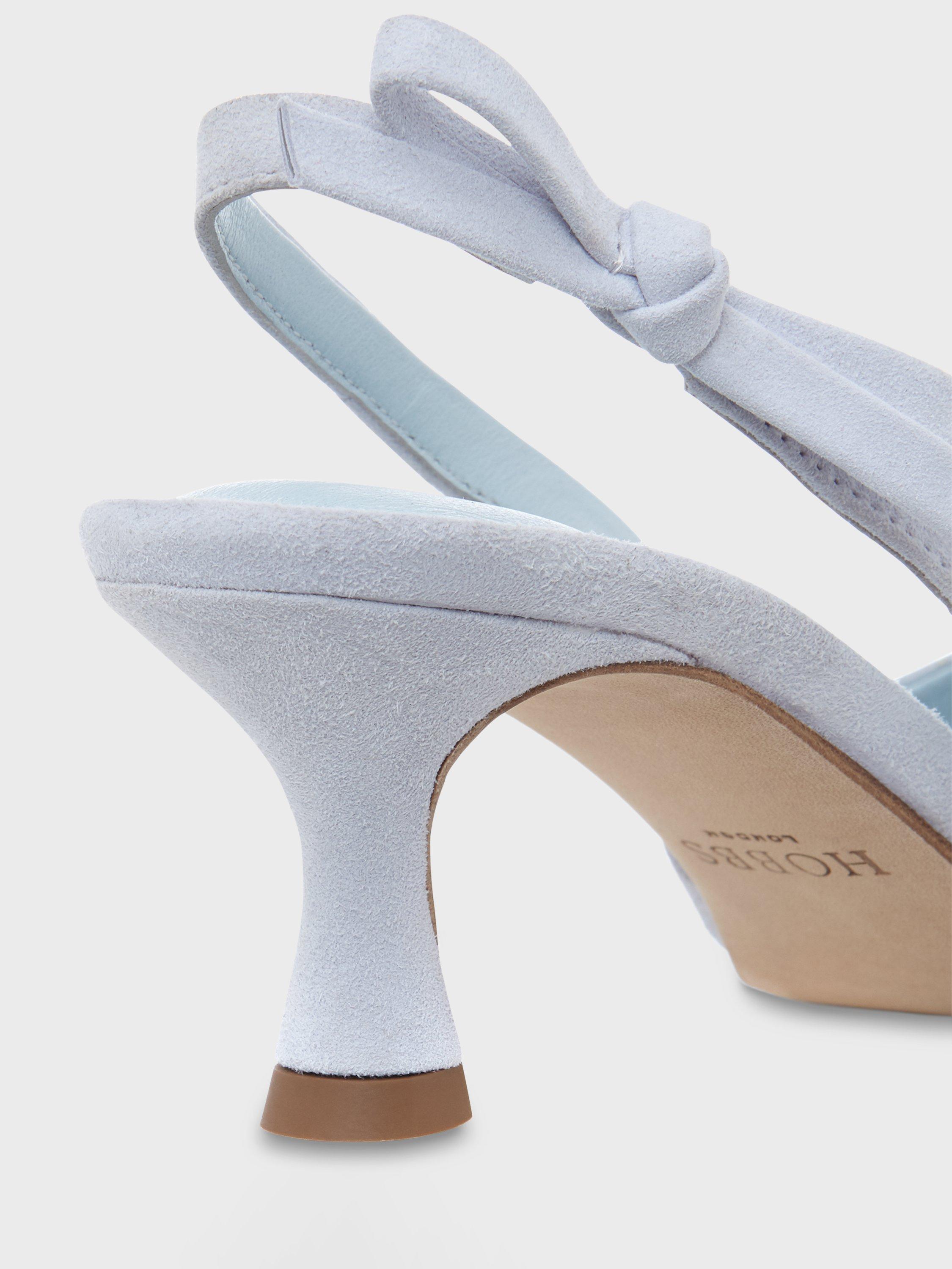 Product image 5 of 6, which shows Hobbs Julia Suede Slingback Court Shoes, Ice Blue, 9