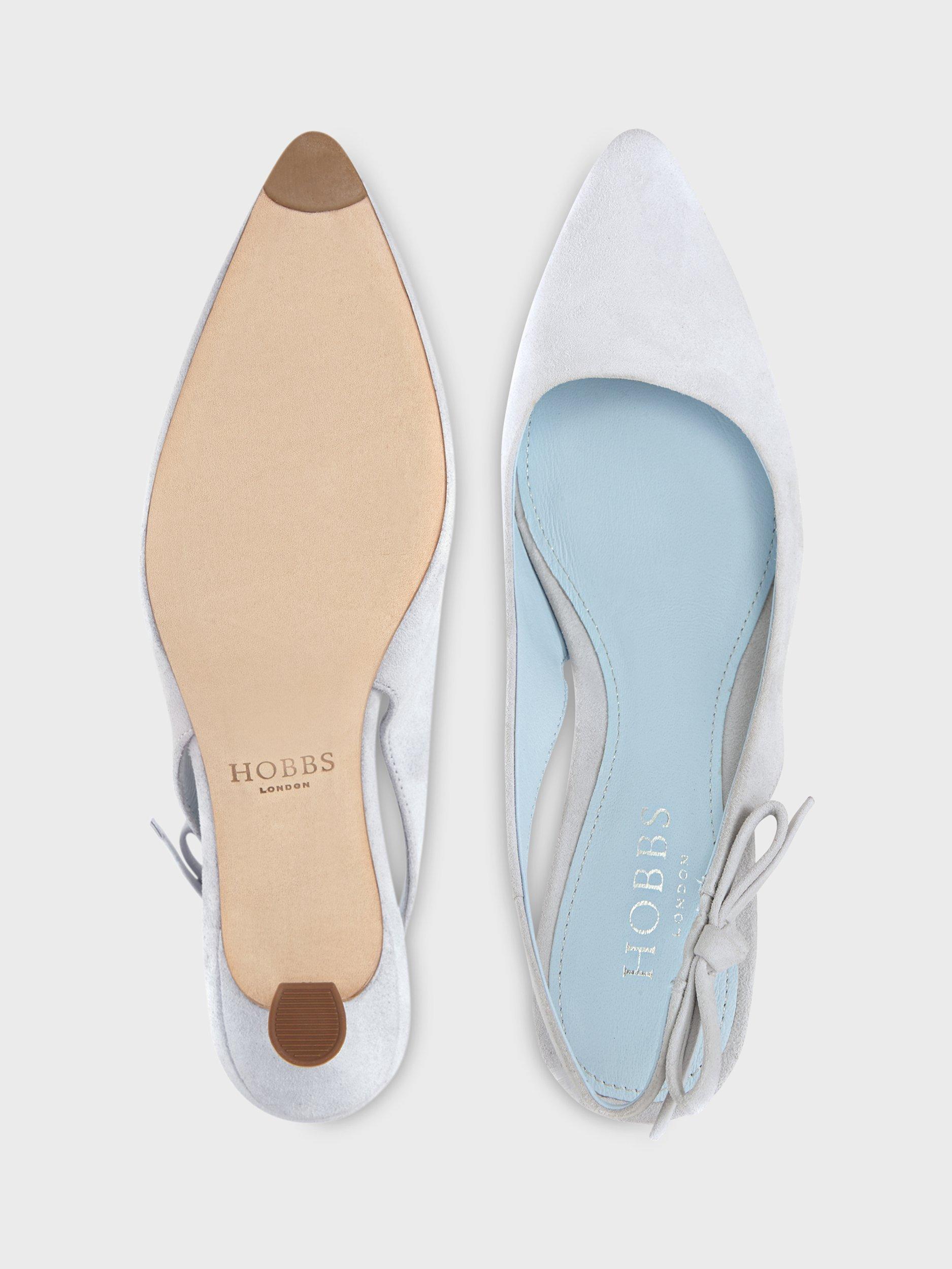 Product image 6 of 6, which shows Hobbs Julia Suede Slingback Court Shoes, Ice Blue, 9