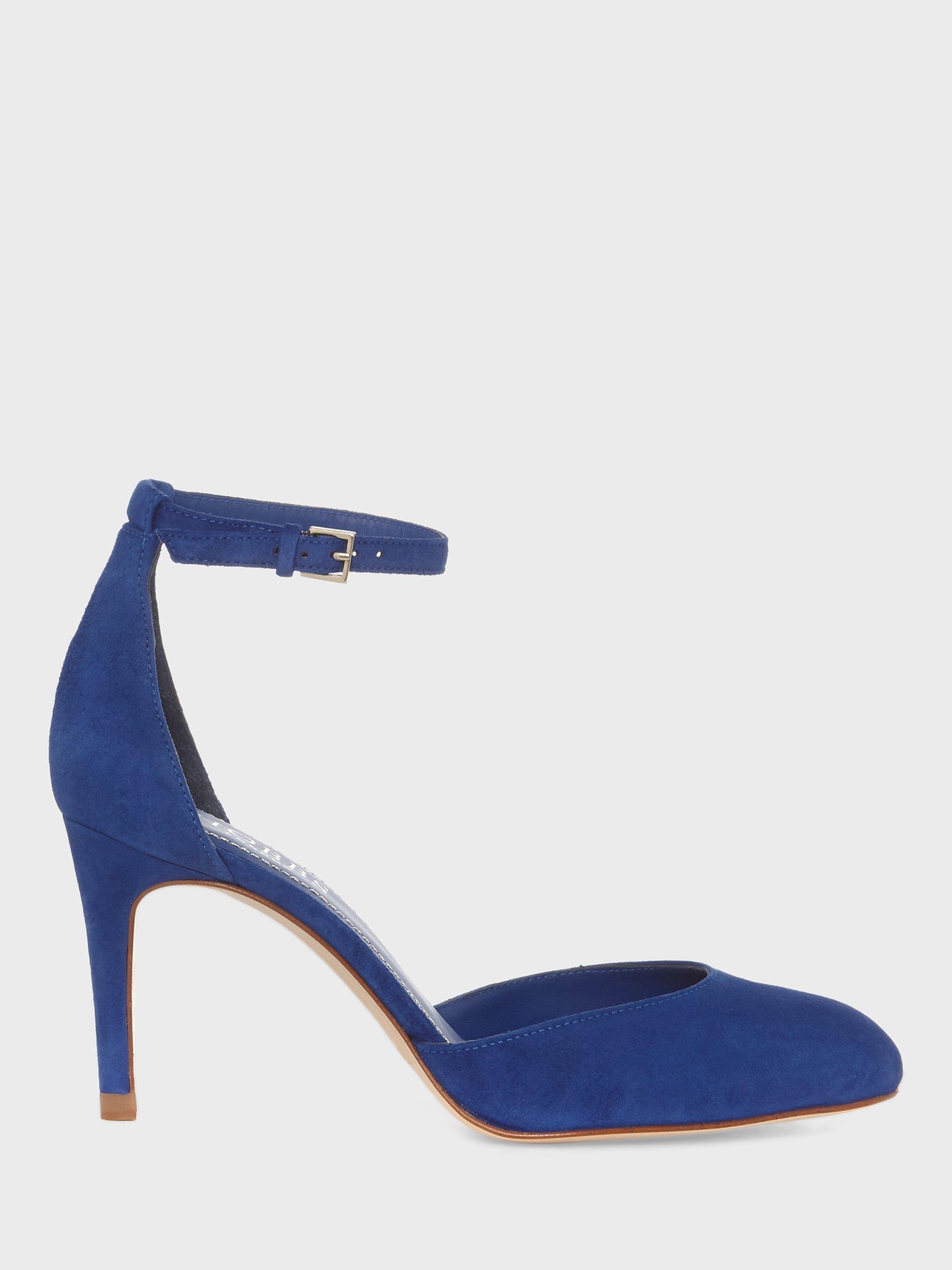 Hobbs Elliya Two Part High Heel Suede Court Shoes Cobalt