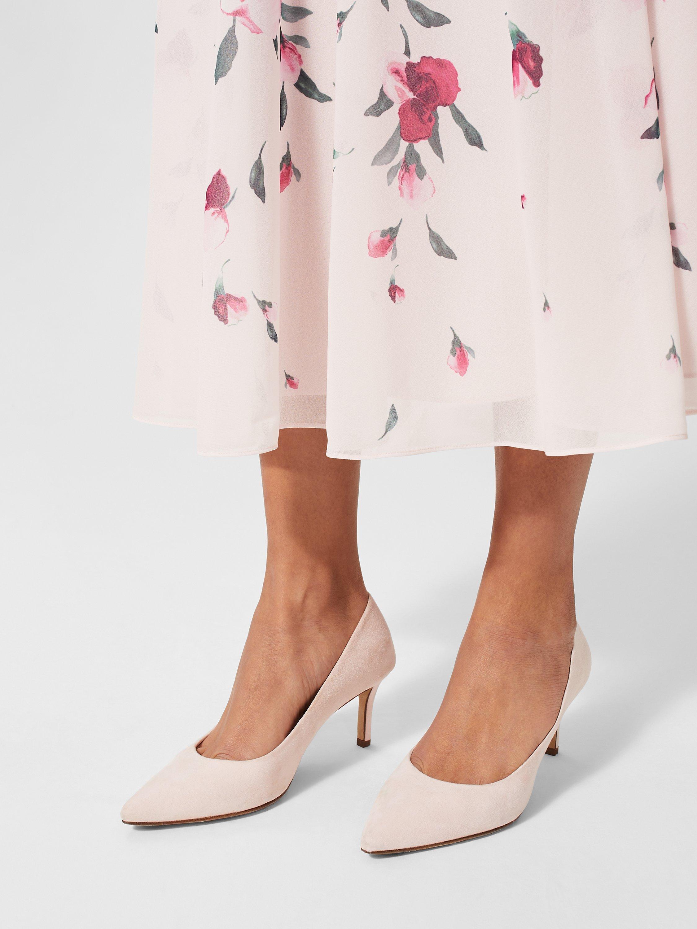 Product image 2 of 6, which shows Hobbs Adrienne Suede Court Shoes, Pale Pink, 7