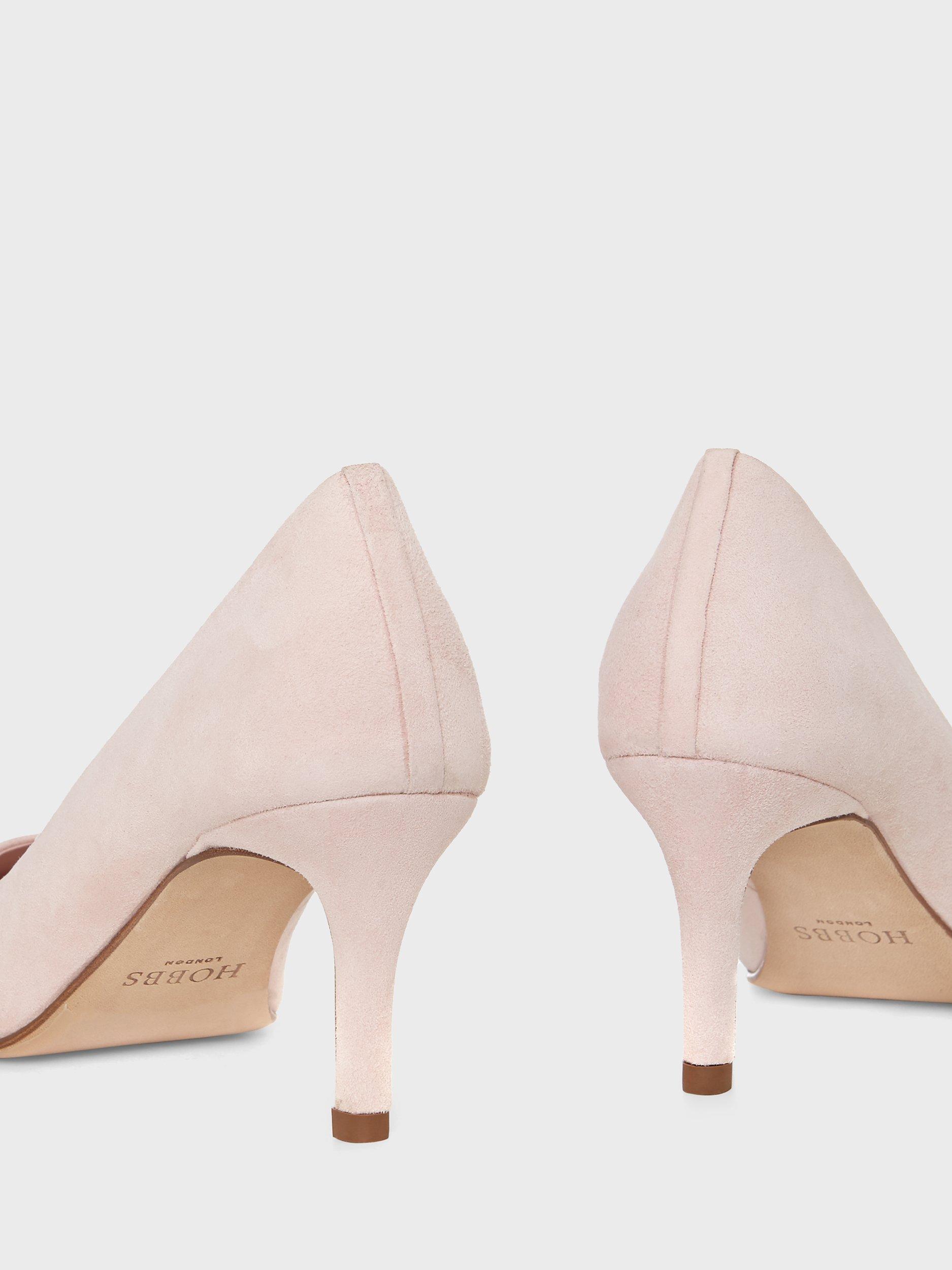 Product image 5 of 6, which shows Hobbs Adrienne Suede Court Shoes, Pale Pink, 7