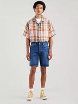 DENHAM Sasuke Cotton Pleated Shorts, Blue Dark