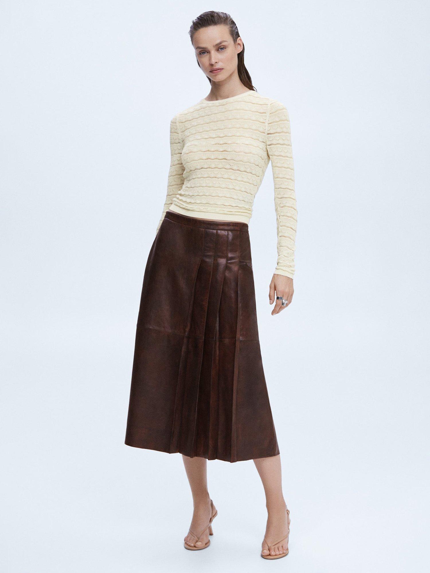 Mango Perfeso Openwork Knit Jumper, Light Beige