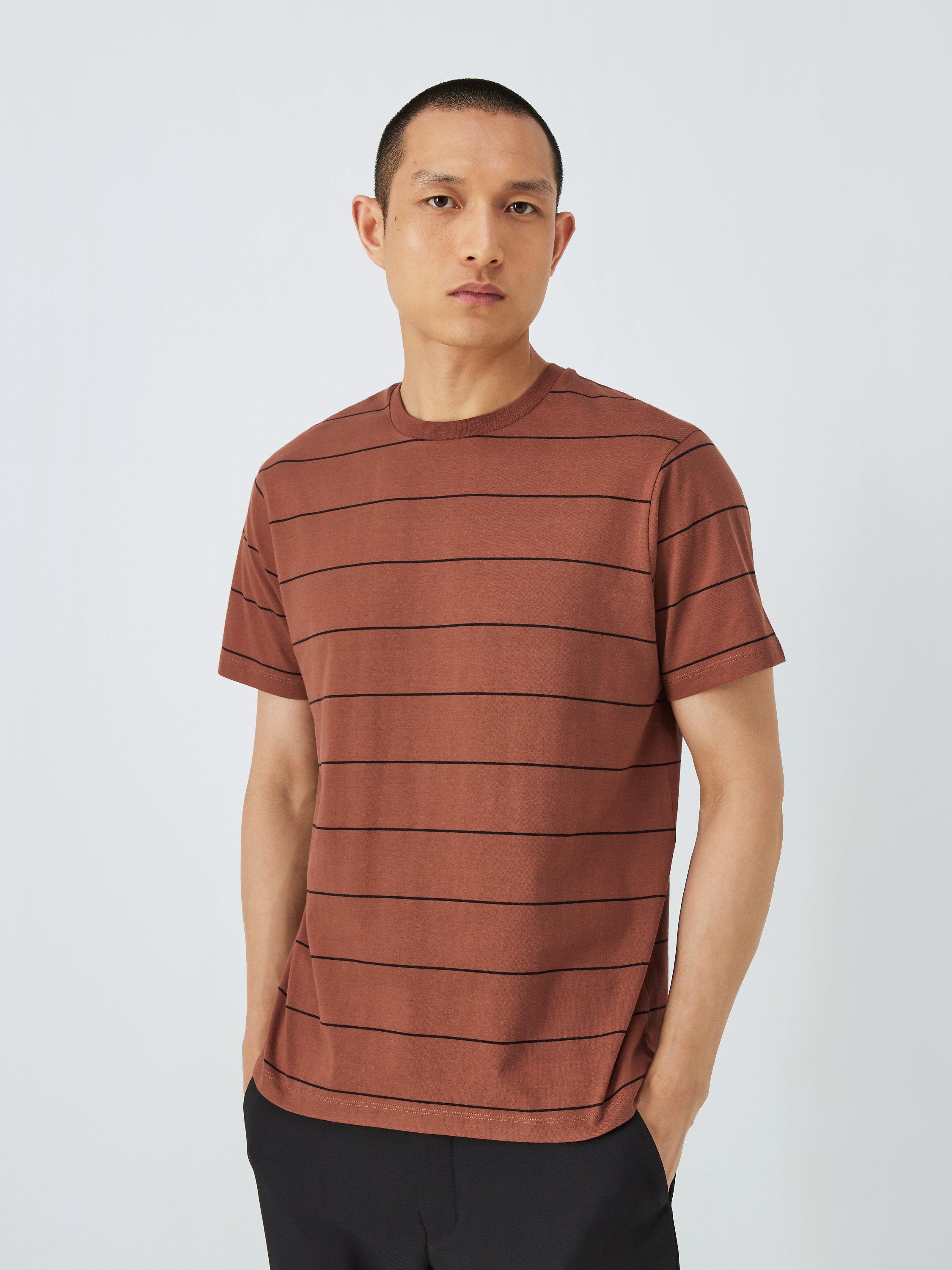 Kin Space Stripe Crew Neck T-Shirt, Tortoise/Black