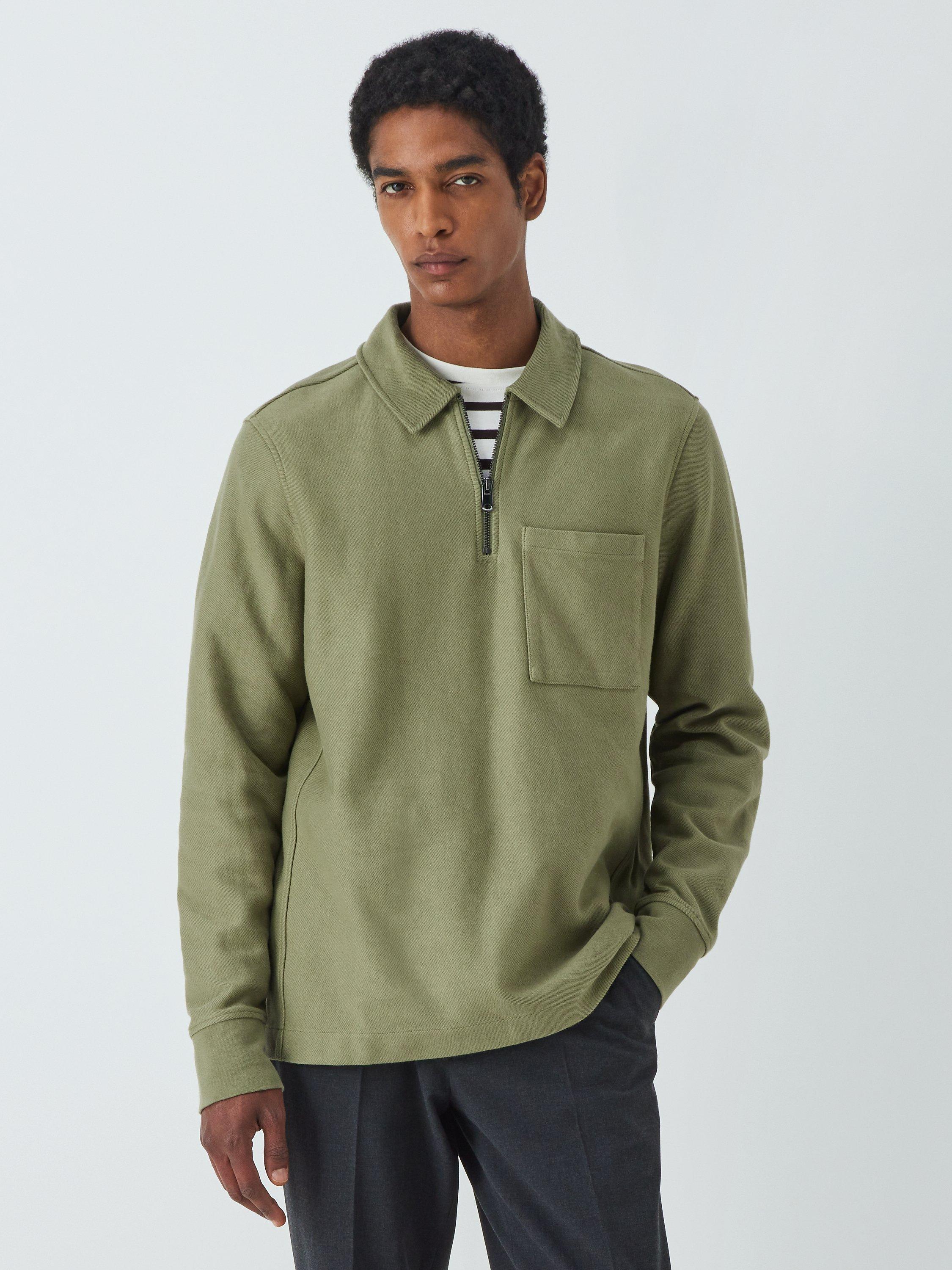 Kin Twill Half Zip Jumper, Oil Green