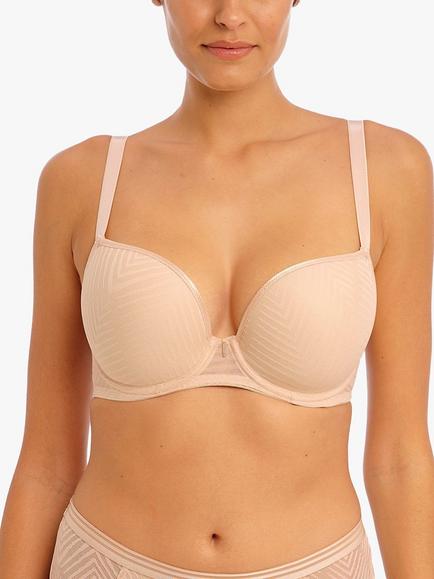 Freya Tailored Underwired Plunge T-Shirt Bra, Natural Beige