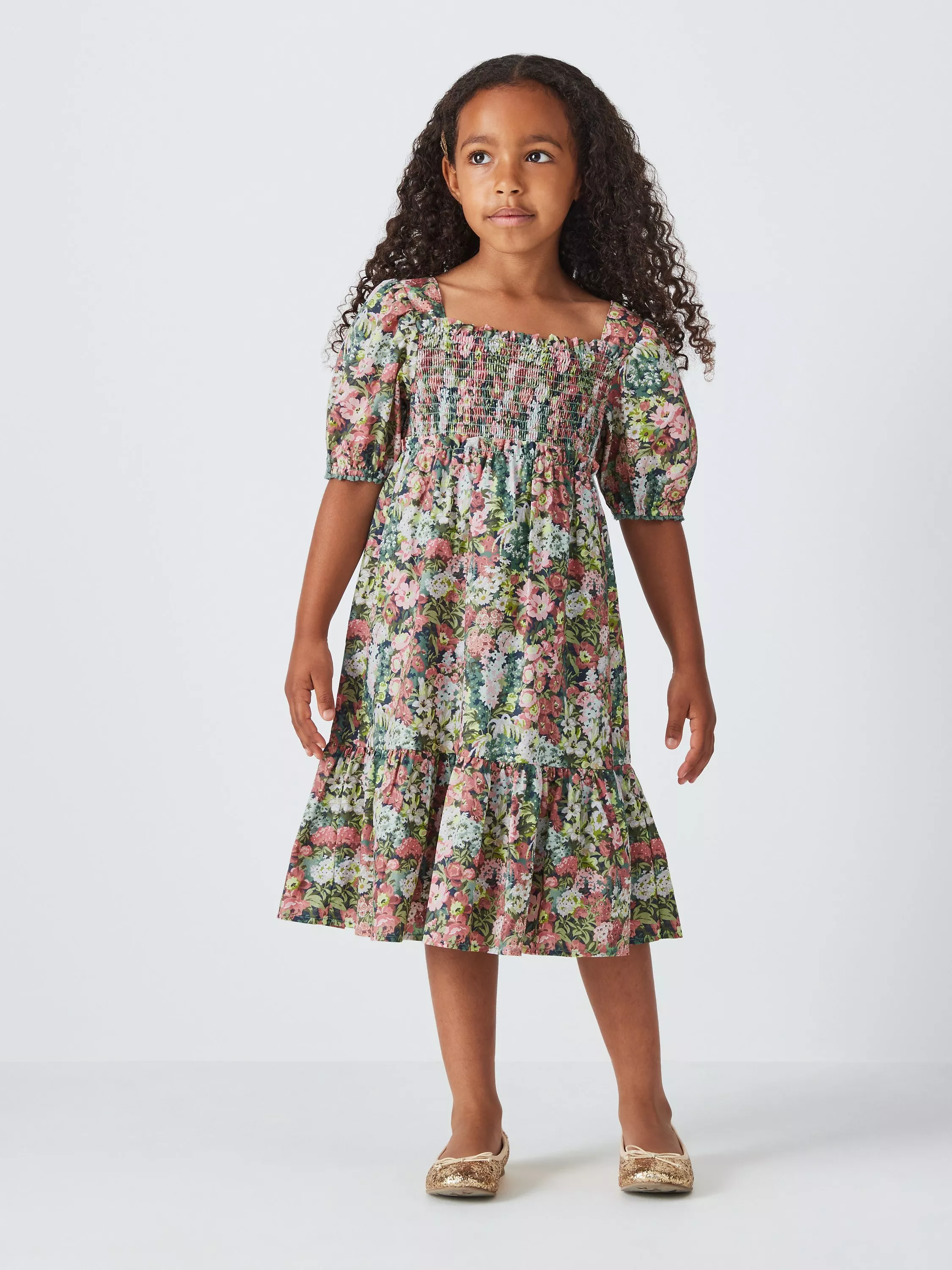 John Lewis Heirloom Collection Kids Floral Ruffle Dress Multi