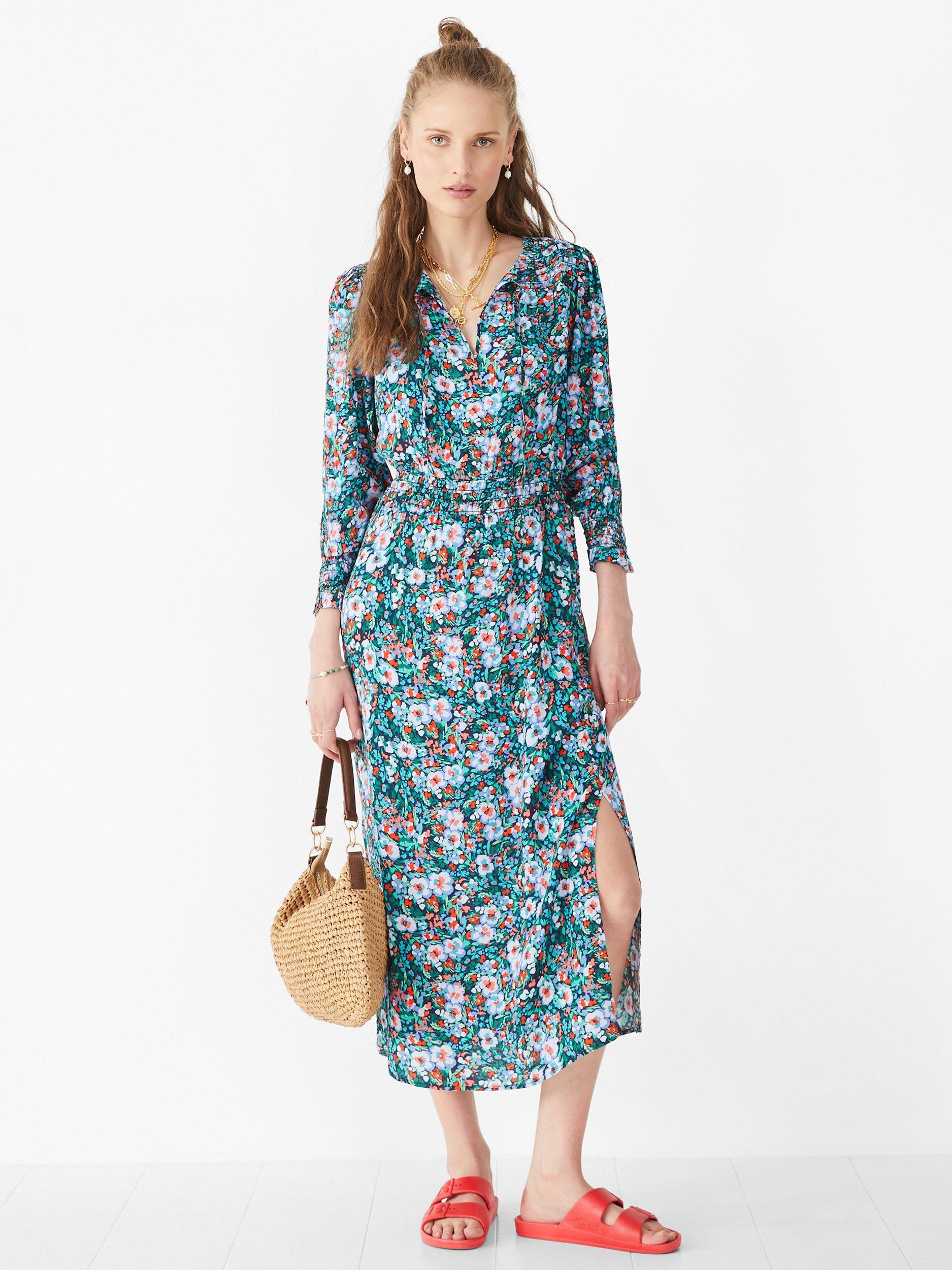 HUSH Shelly Painted Floral Midi Dress Multi