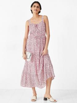 HUSH Rowena Floral Print Midi Dress, Pink/Multi, Pink/Multi
