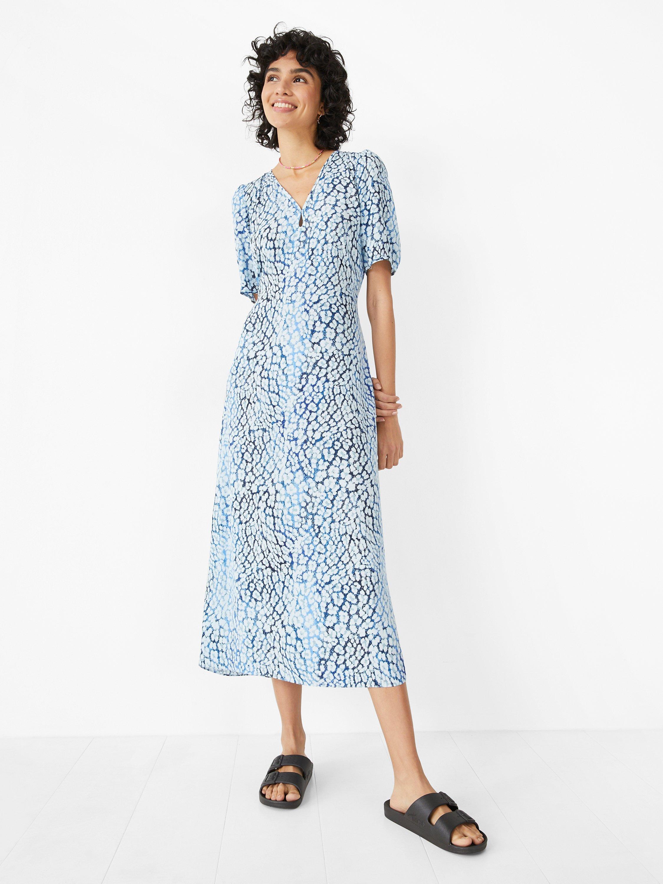 HUSH Kellie Ombre Leopard Print Midi Dress, Blue/Multi