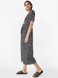 HUSH Melisa Spot Midi Dress, Black/White