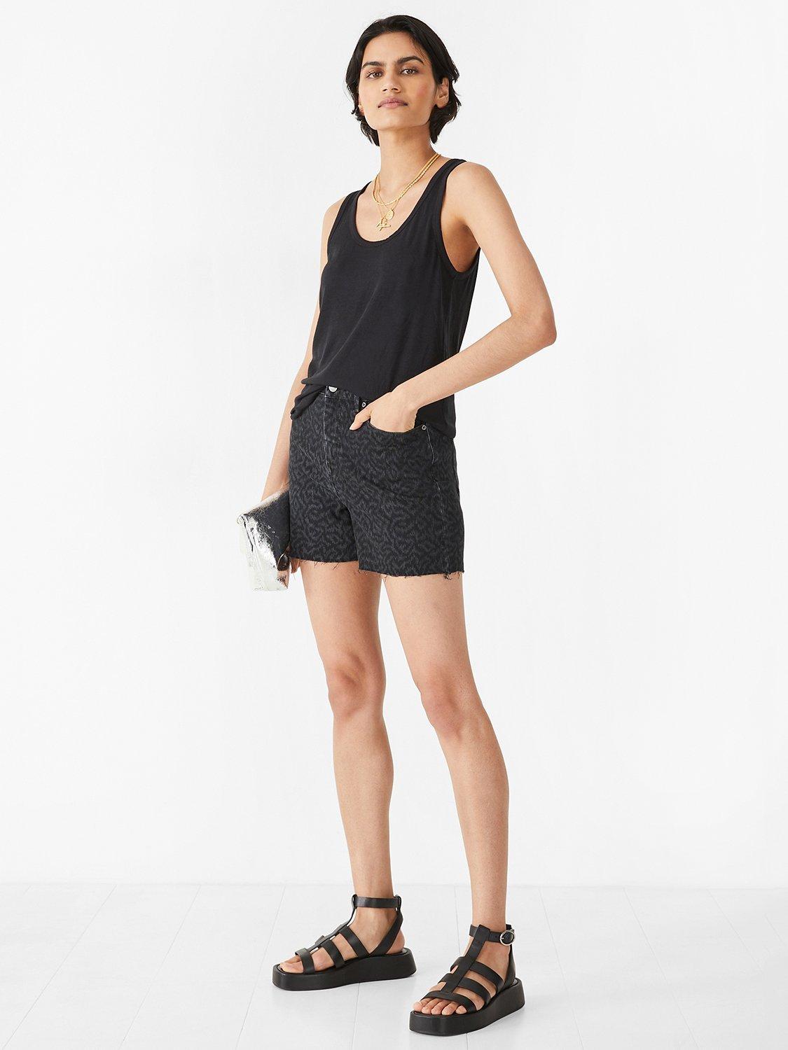 HUSH Riley Ribbed Tank Top, Black