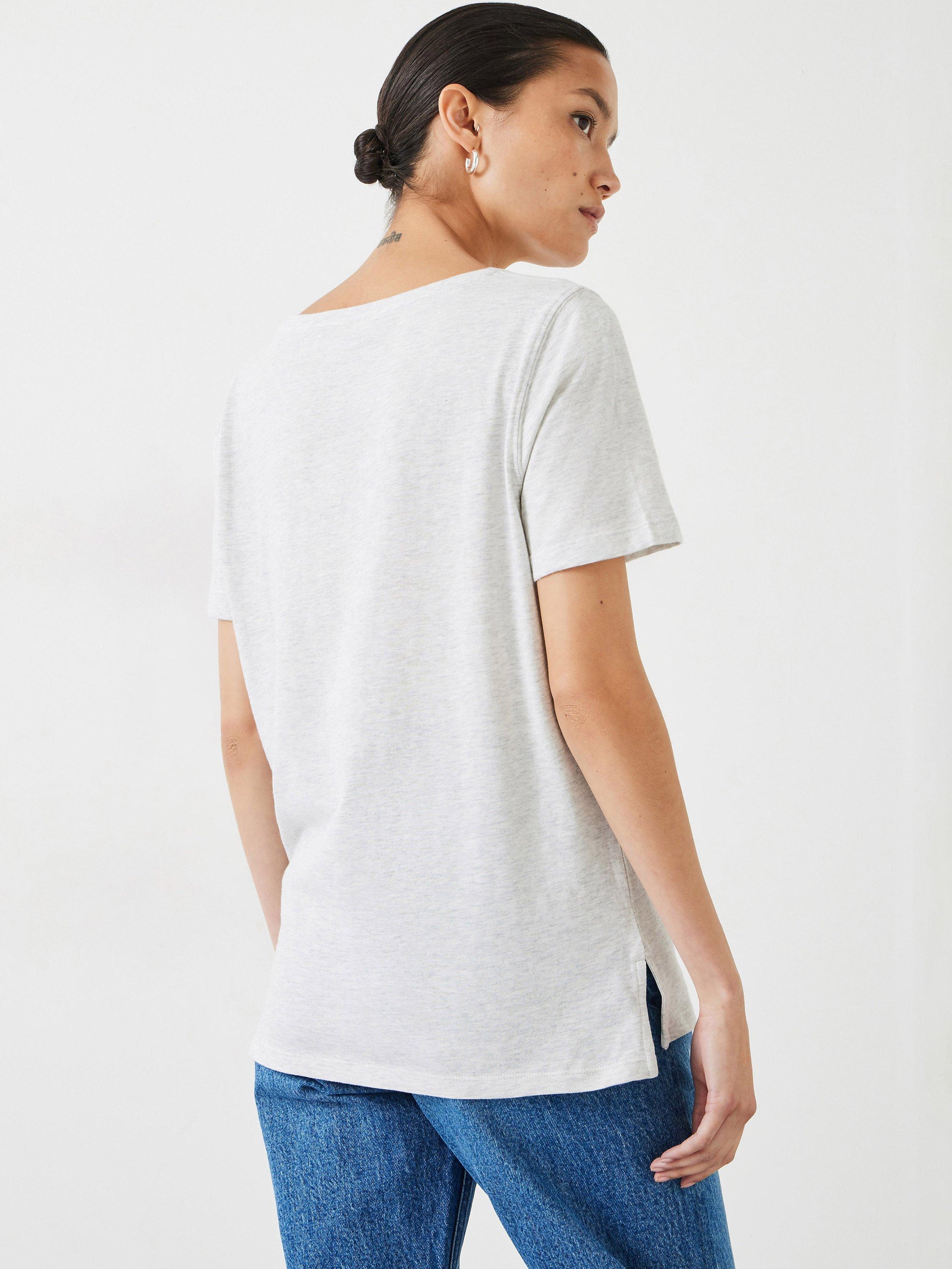 Product image 3 of 5, which shows HUSH Kali Cotton Crew Neck T-Shirt, Lightest Grey Marl, XXS