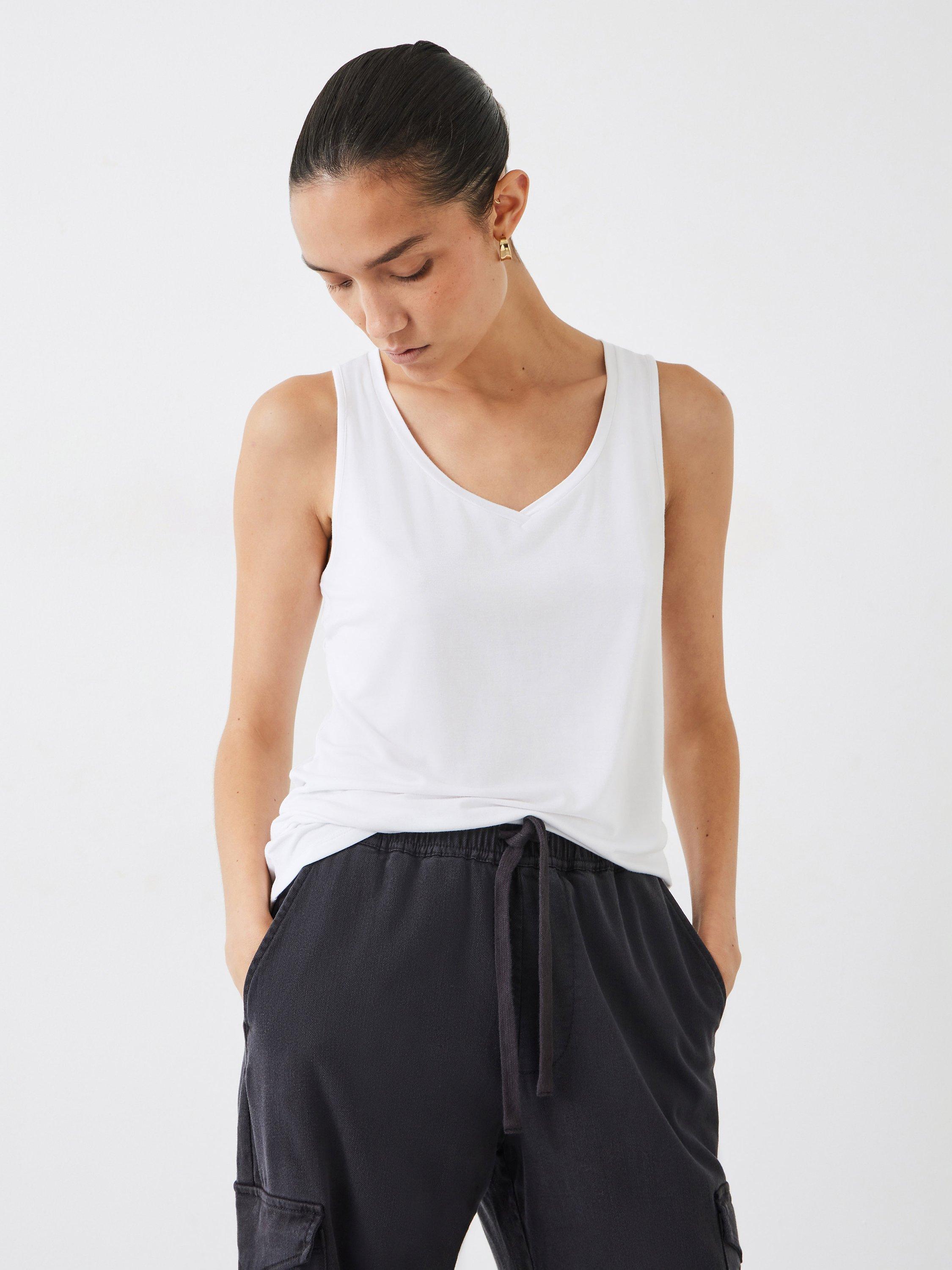 Product image 1 of 5, which shows HUSH Sally V-Neck Jersey Vest Top, White, XL