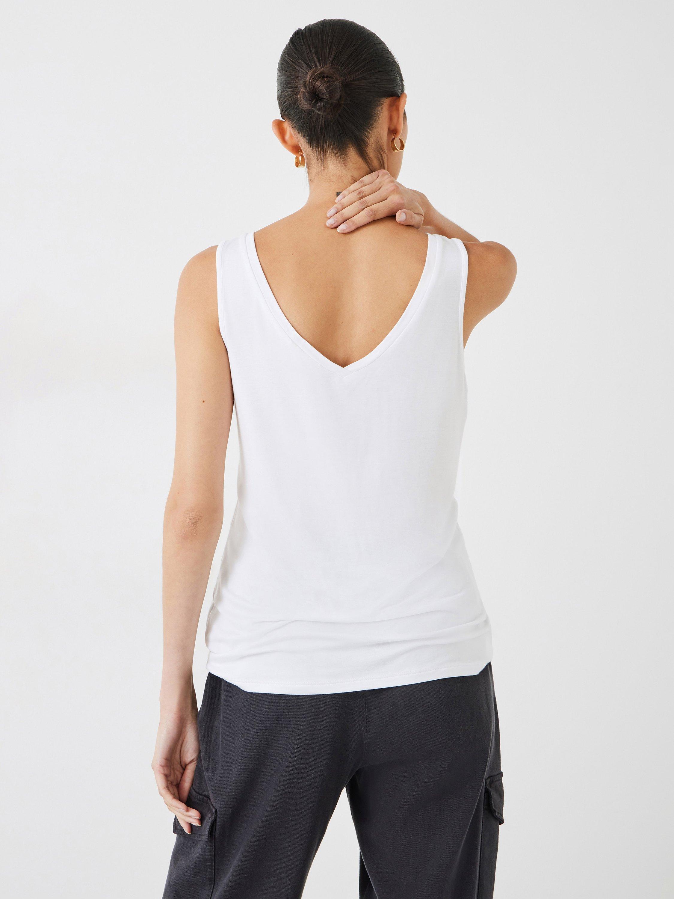Product image 3 of 5, which shows HUSH Sally V-Neck Jersey Vest Top, White, XL