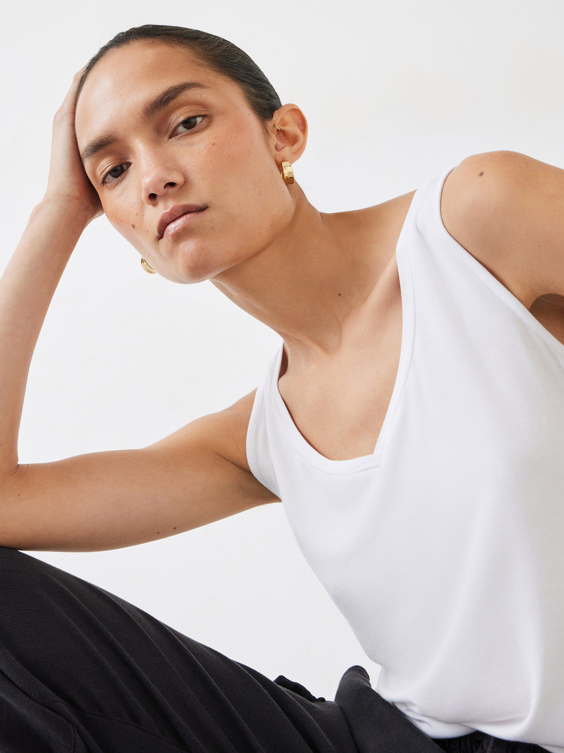 Product image 4 of 5, which shows HUSH Sally V-Neck Jersey Vest Top, White, XL