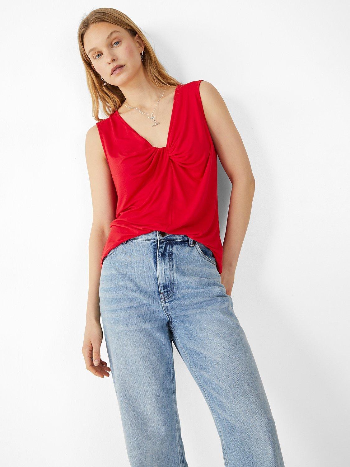 HUSH Quinn Plain Front Twist Top, Poppy Red