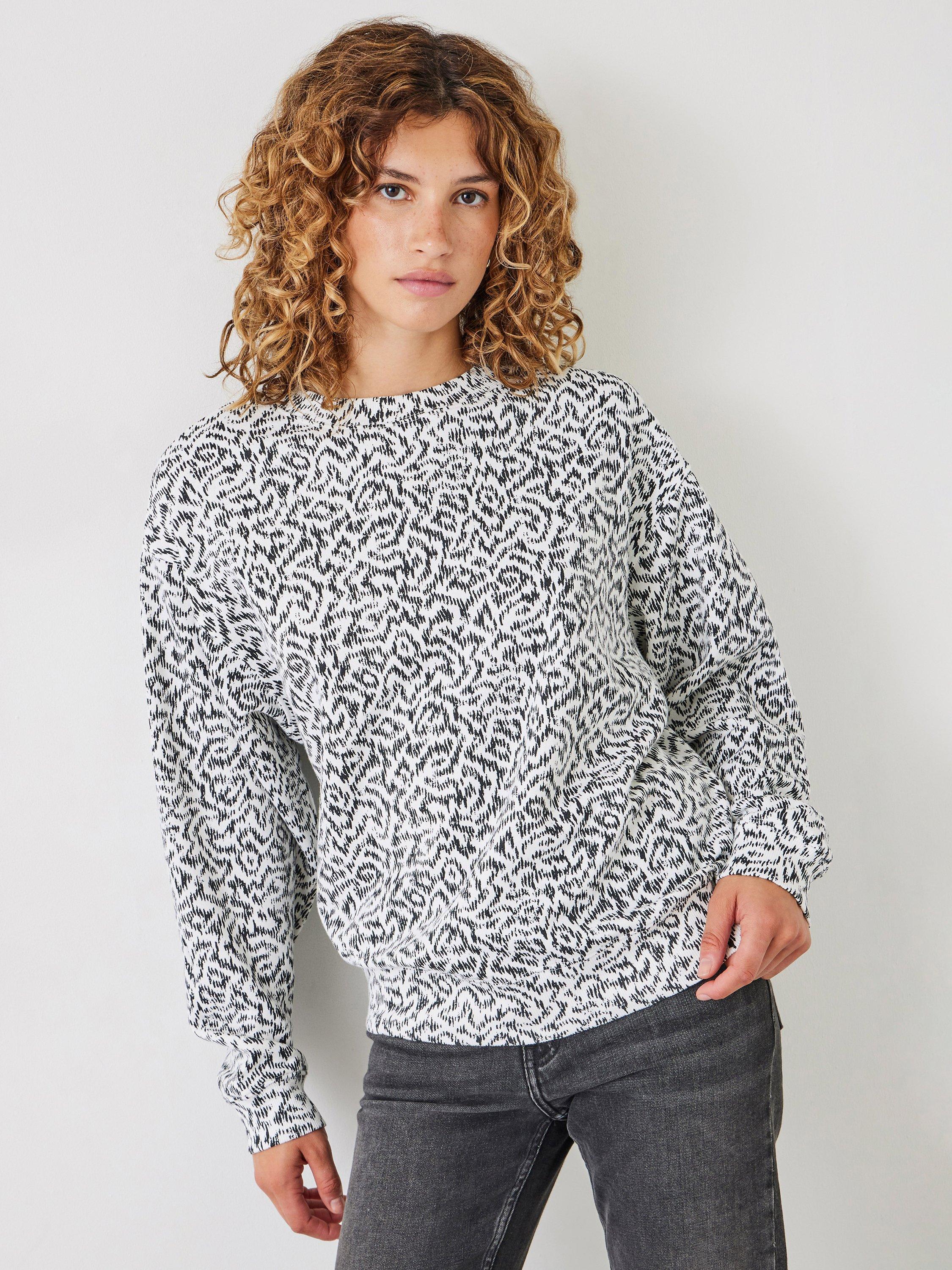 HUSH Estelle Abstract Ikat Print Sweatshirt, Black/White