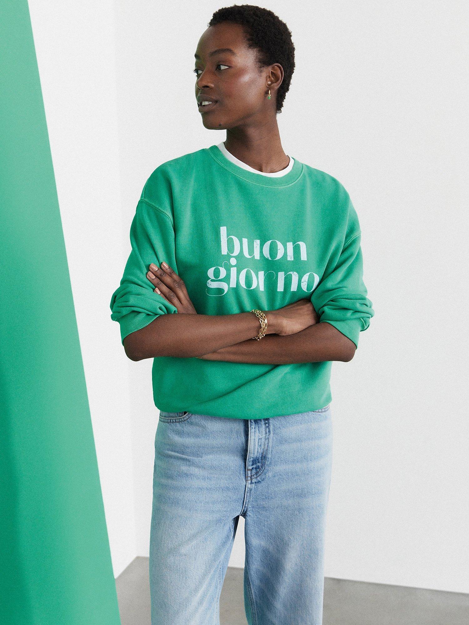 Product image 1 of 7, which shows HUSH Buon Giorno Sweatshirt, Green, L